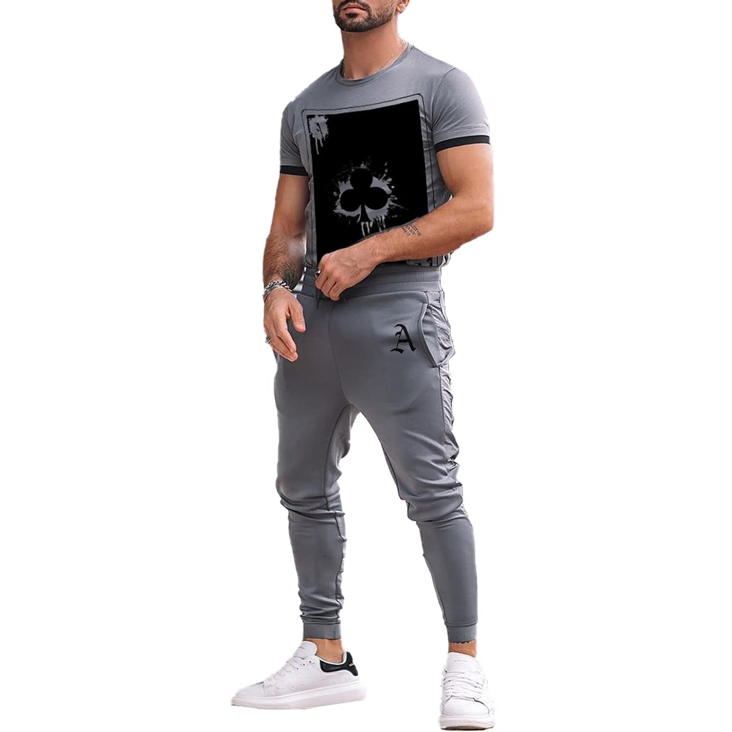 Men's Tracksuits 2 Piece Outfit Casual Short Sleeve Sweat
