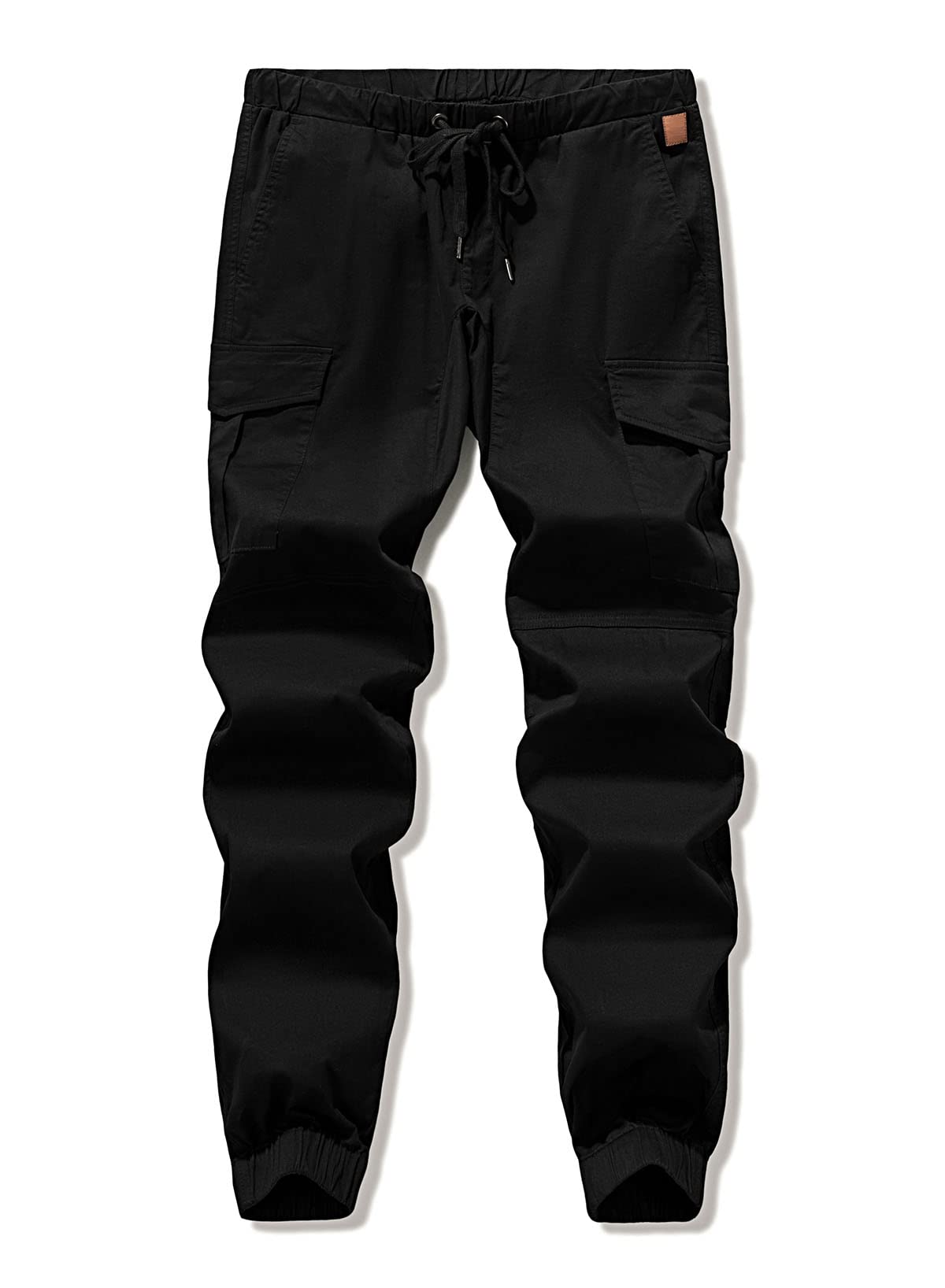 JMIERR Mens Fashion Cargo Pants - Casual Cotton Tapered Stretch Twill Drawstring Athletic Joggers Sweatpants with 6 Pockets