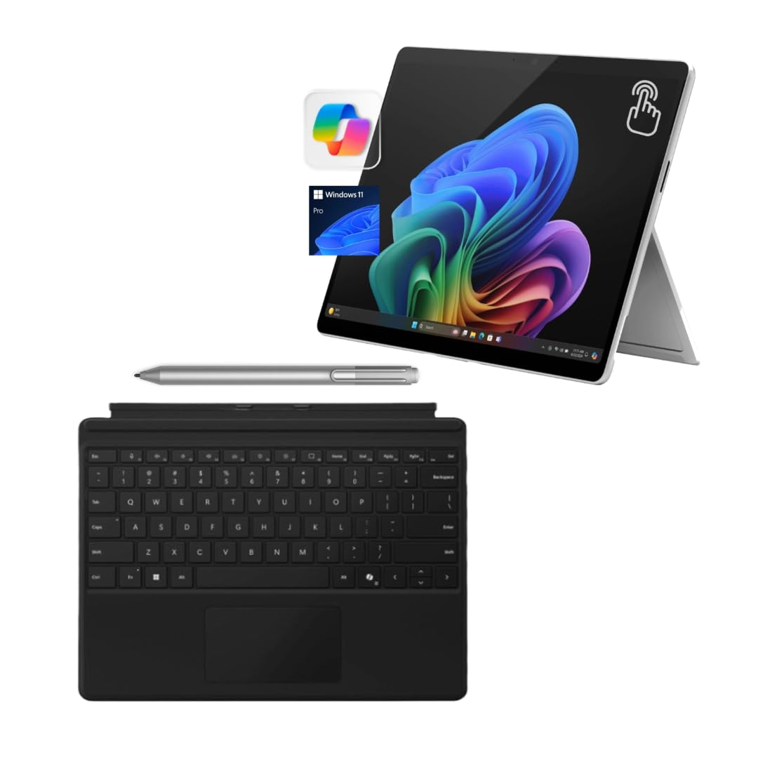 Microsoft Surface Pro 11 Bundle, 13" Copilot+ PC with Sapphire Pro Keyboard & Slim Pen, AI Tablet Essential Bundle for Surface Pro 11, 16GB RAM, 512GB SSD, Win 11 Pro
