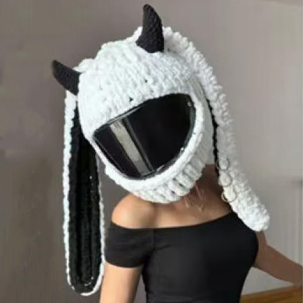 Cartoon Personality Motorcycle Helmet Covers, Cute Funny Decoration Helmet Cover Winter Motorbike Full Face Helmet Hat Fun Rides and Gifts Helmet Cap, for Christmas and Halloween