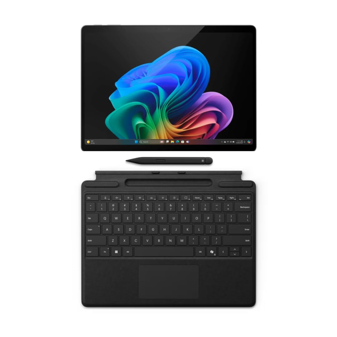 Microsoft Surface Pro 11 Bundle, 13" Copilot+ PC with Sapphire Pro Keyboard & Slim Pen, AI Tablet Essential Bundle for Surface Pro 11, 16GB RAM, 512GB SSD, Win 11 Pro