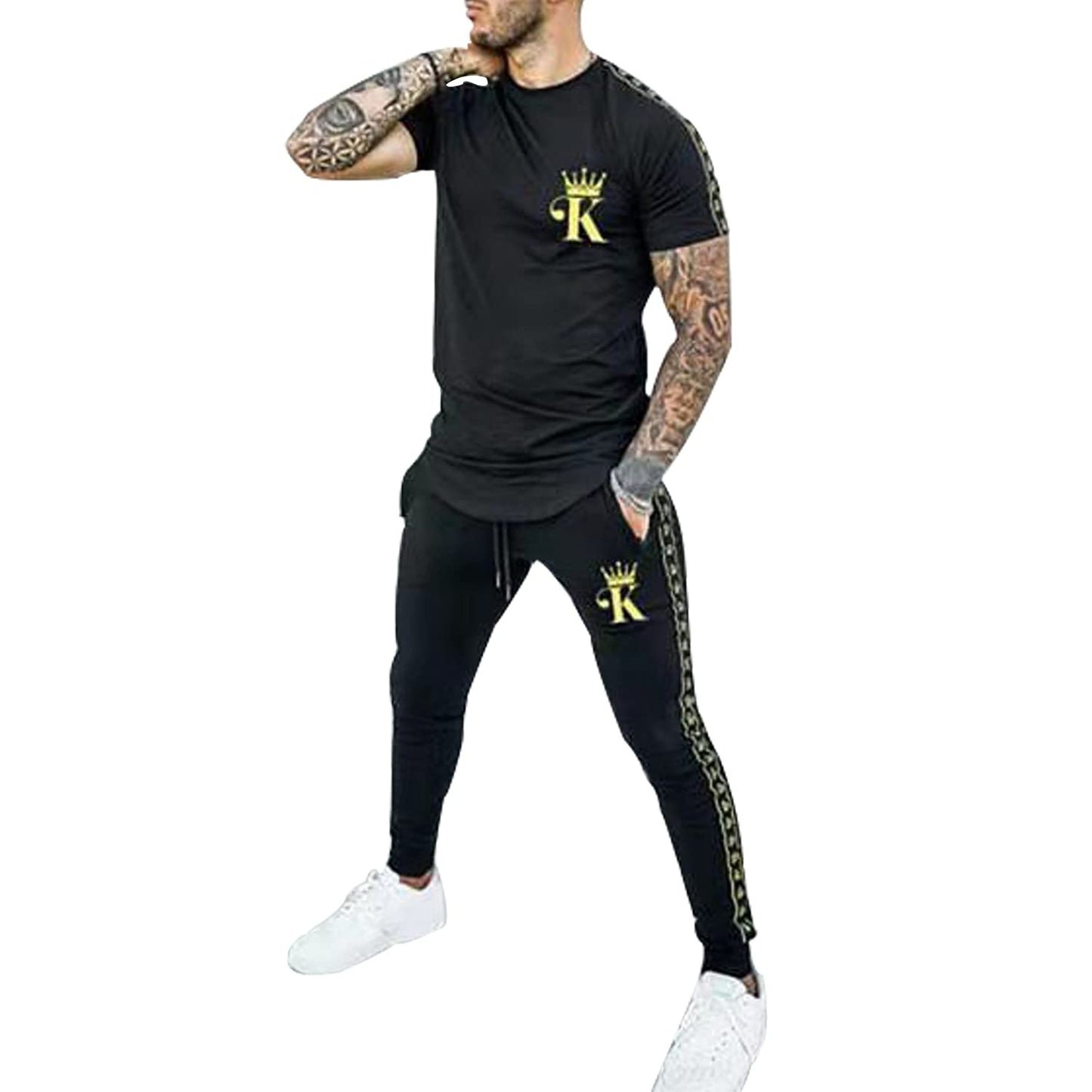 Men's Tracksuits 2 Piece Outfit Casual Short Sleeve Sweat