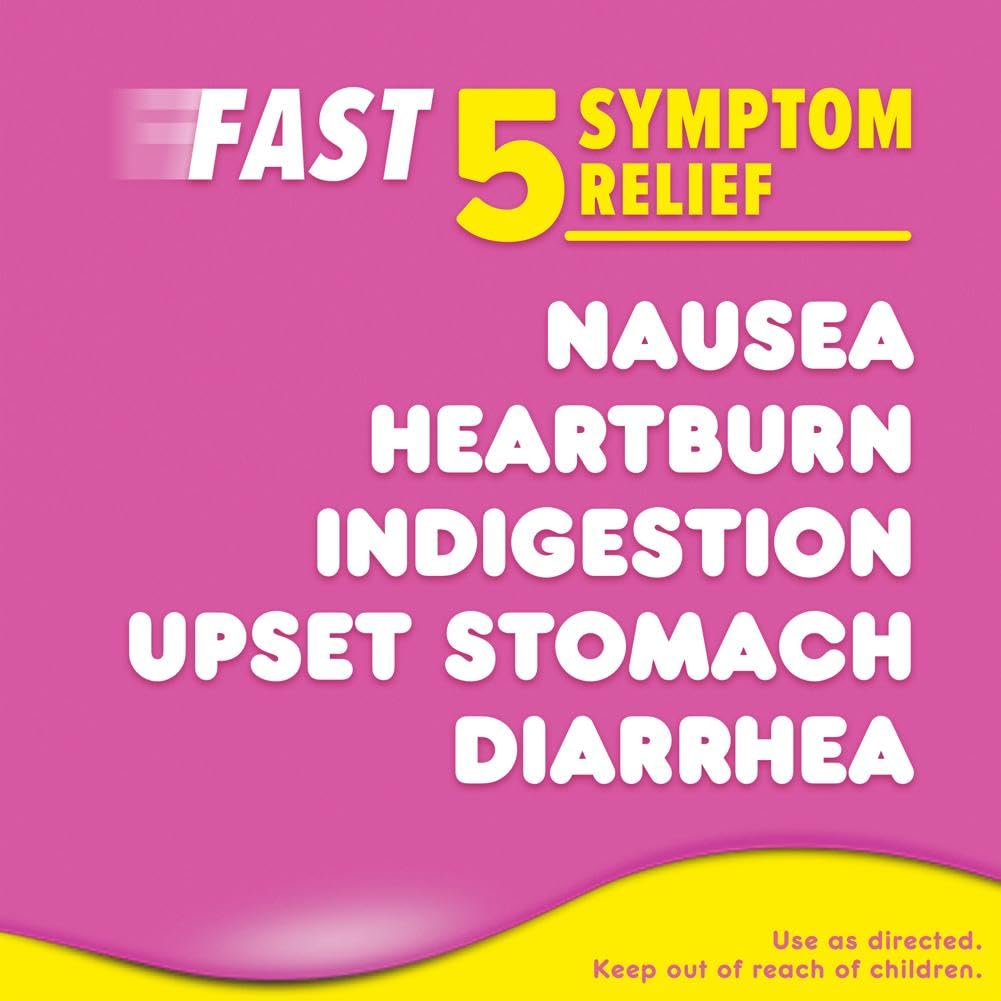 Pepto Bismol Chews, Fast and Effective Digestive Relief from Nausea, Heartburn, Indigestion, Upset Stomach, Diarrhea, 72 Total (3 Packs of 24)