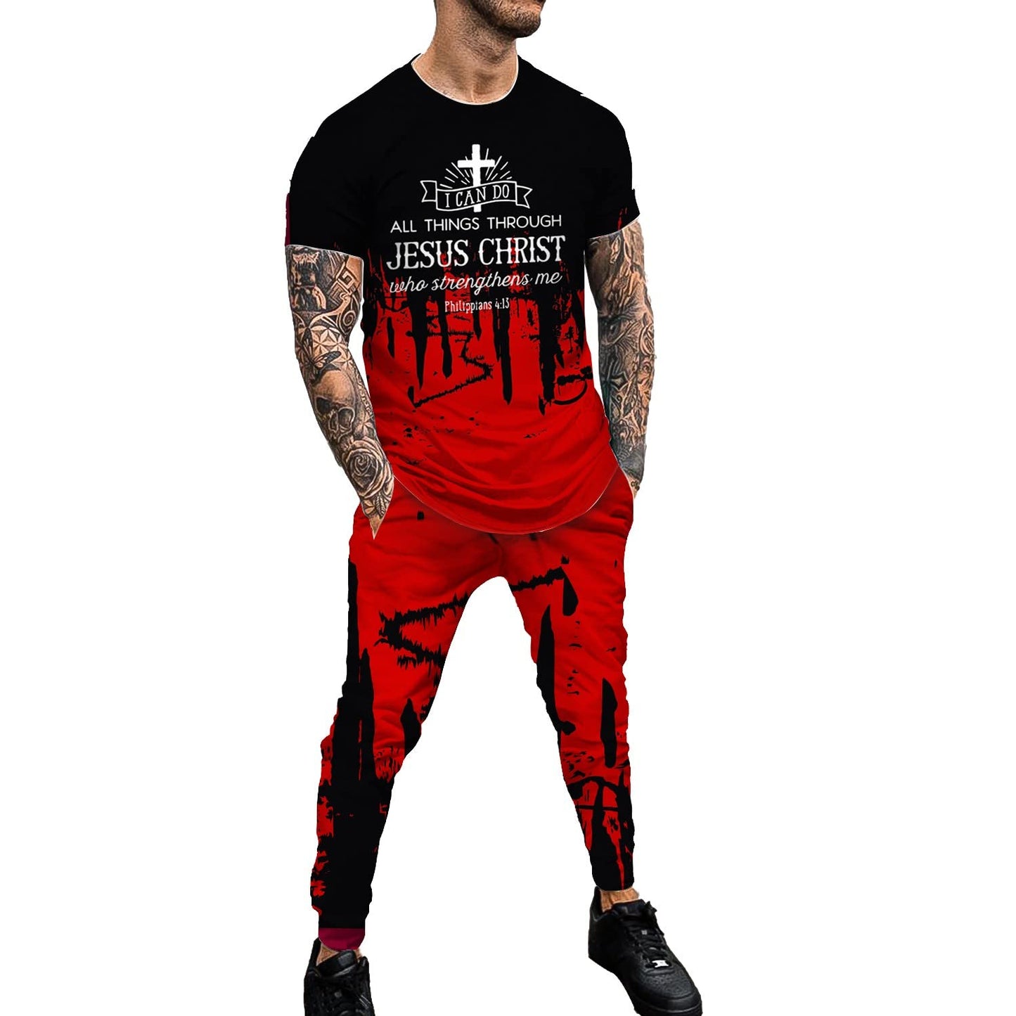 Men's Tracksuits 2 Piece Outfit Casual Short Sleeve Sweat