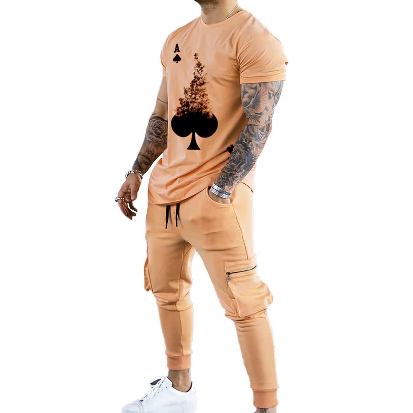 Men's Tracksuits 2 Piece Outfit Casual Short Sleeve Sweat