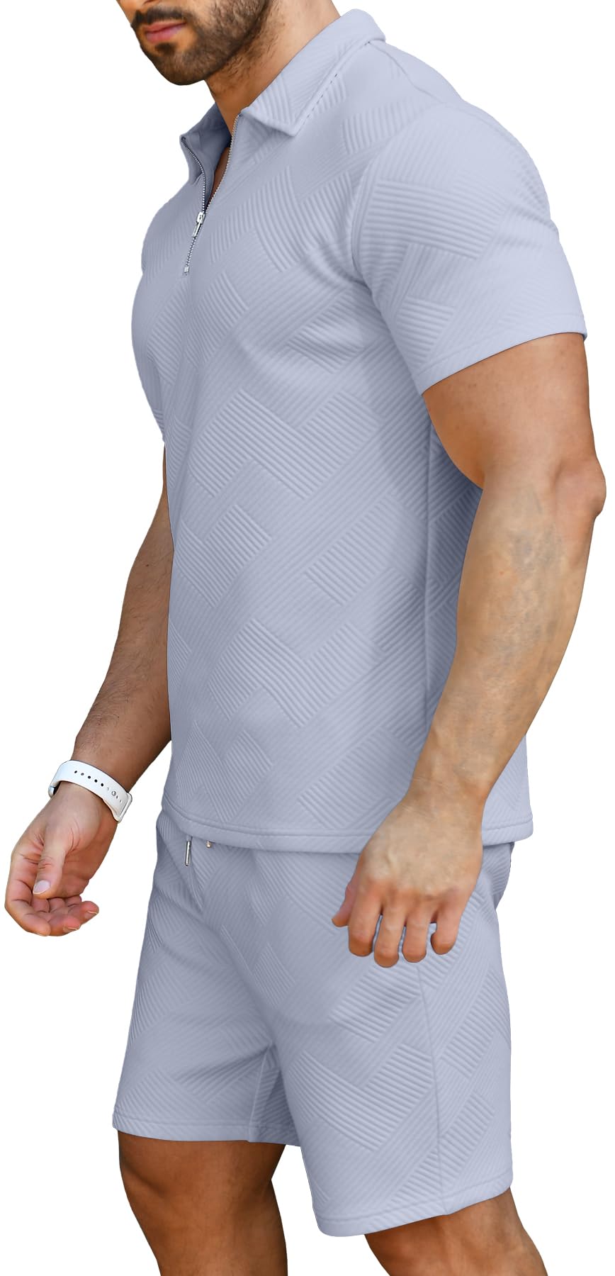 KUYIGO Men's Polo Shirt and Shorts Set Summer Outfits Fashion Casual Short Sleeve Polo Suit for Men 2 Piece Shorts Tracksuit