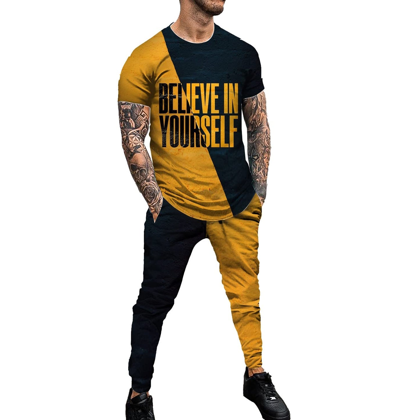 Men's Tracksuits 2 Piece Outfit Casual Short Sleeve Sweat