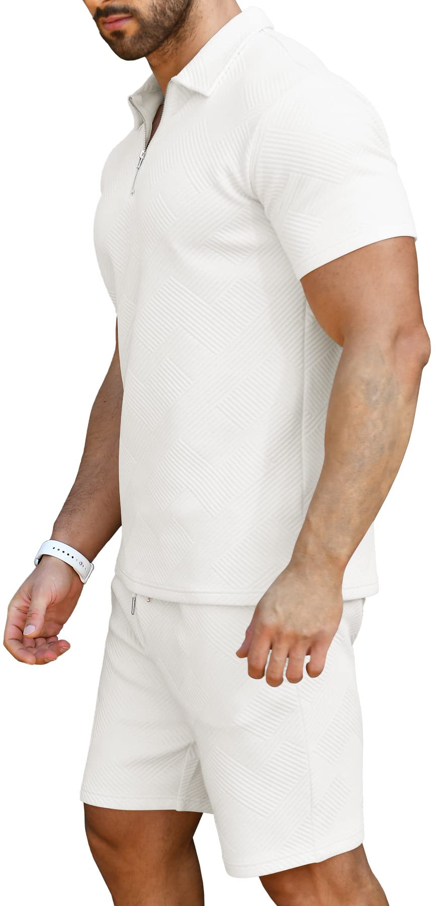 KUYIGO Men's Polo Shirt and Shorts Set Summer Outfits Fashion Casual Short Sleeve Polo Suit for Men 2 Piece Shorts Tracksuit