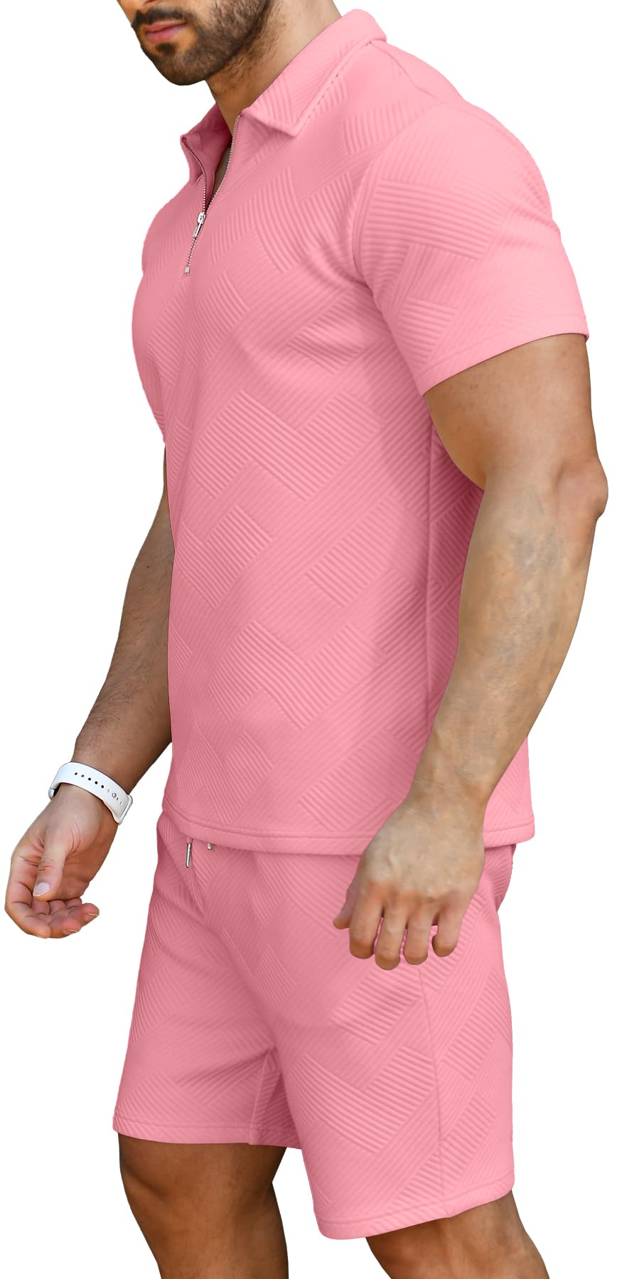 KUYIGO Men's Polo Shirt and Shorts Set Summer Outfits Fashion Casual Short Sleeve Polo Suit for Men 2 Piece Shorts Tracksuit