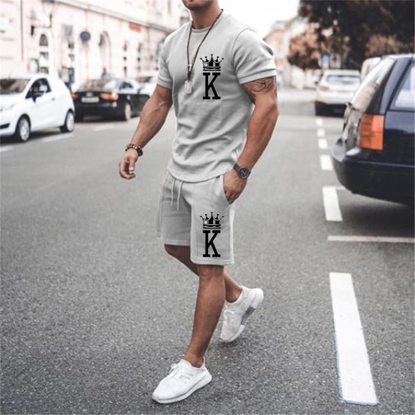 Men's Short Sets 2 Piece Summer Outfits Tracksuits Short Sleeve Shirt and Shorts 3D Poker Shirt