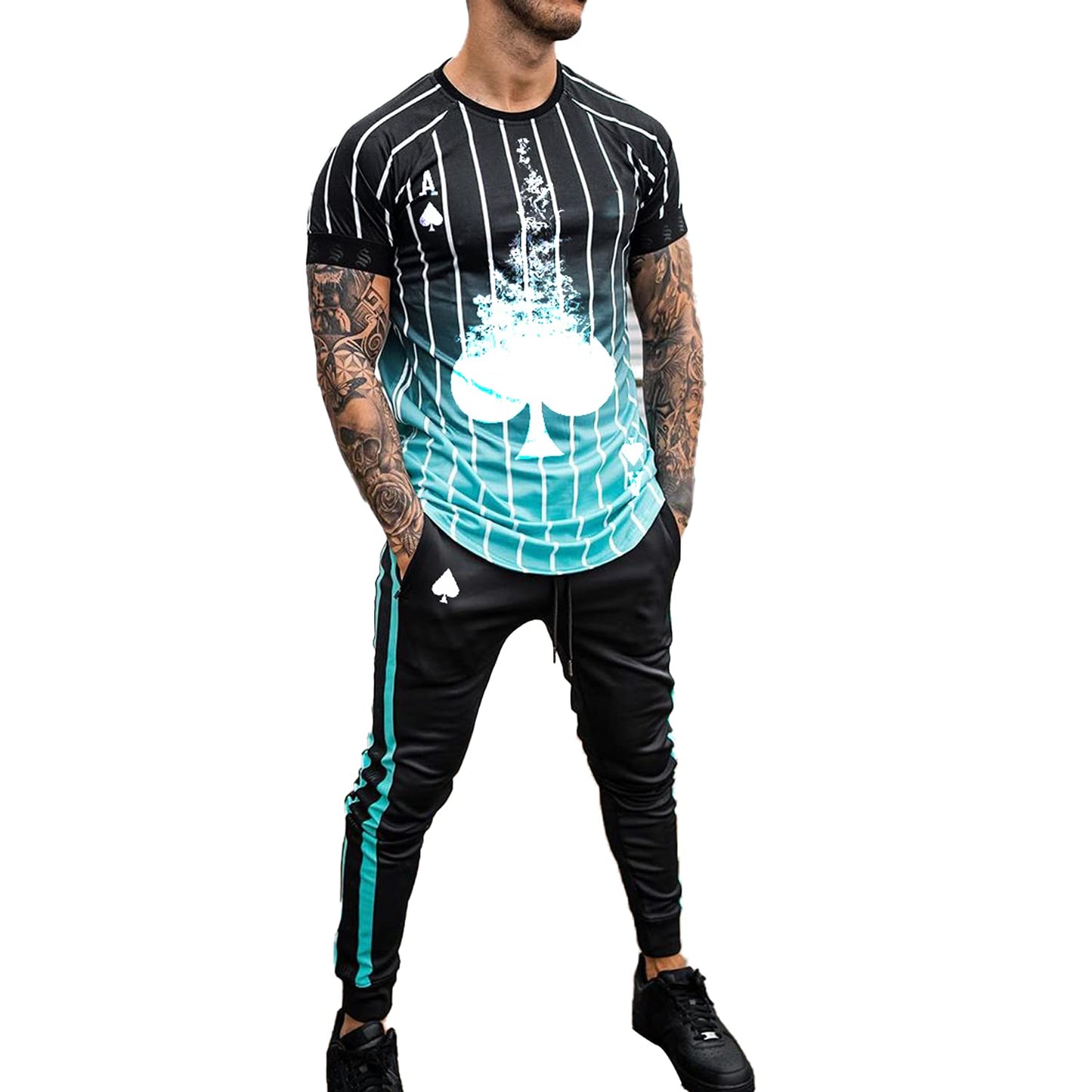 Men's Tracksuits 2 Piece Outfit Casual Short Sleeve Sweat