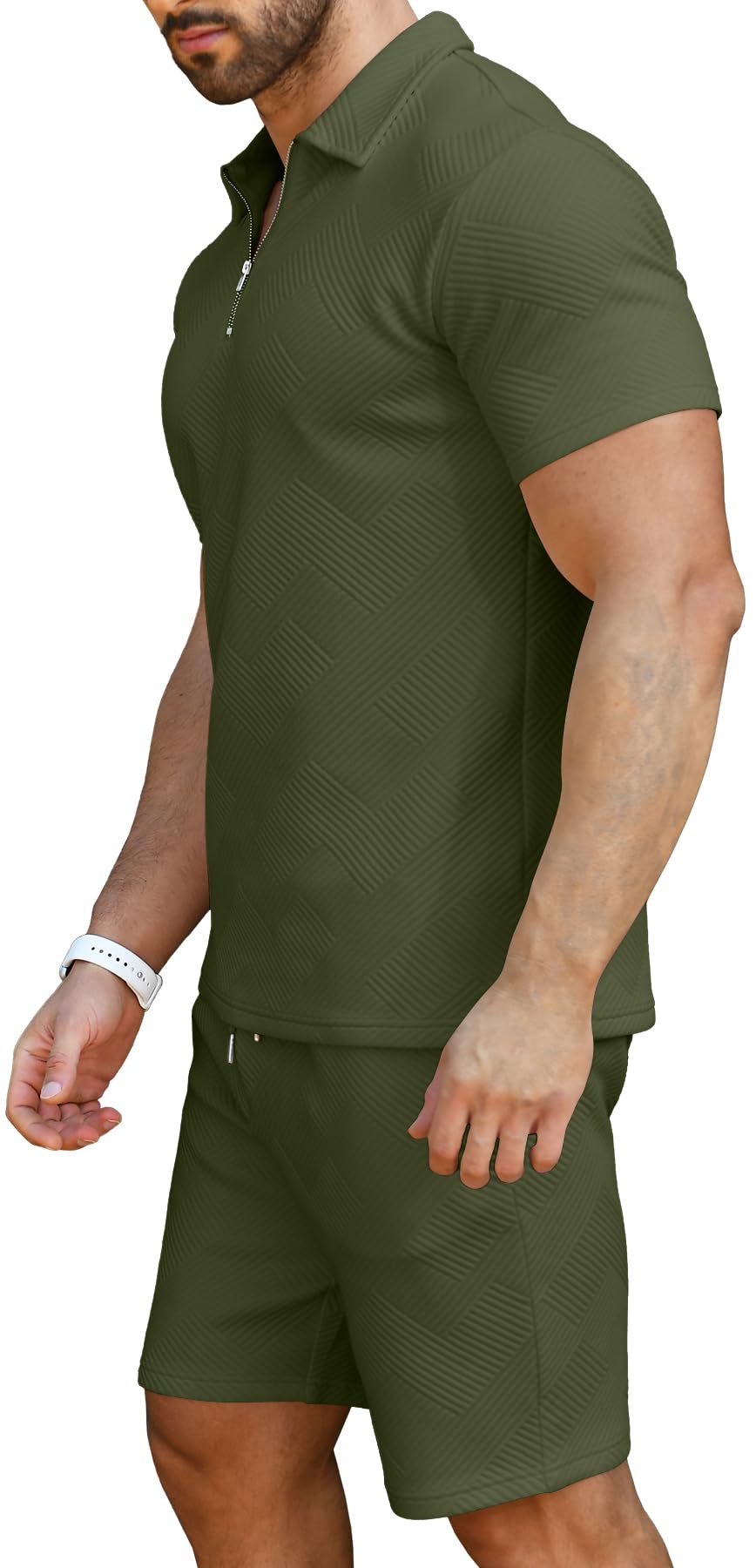 KUYIGO Men's Polo Shirt and Shorts Set Summer Outfits Fashion Casual Short Sleeve Polo Suit for Men 2 Piece Shorts Tracksuit