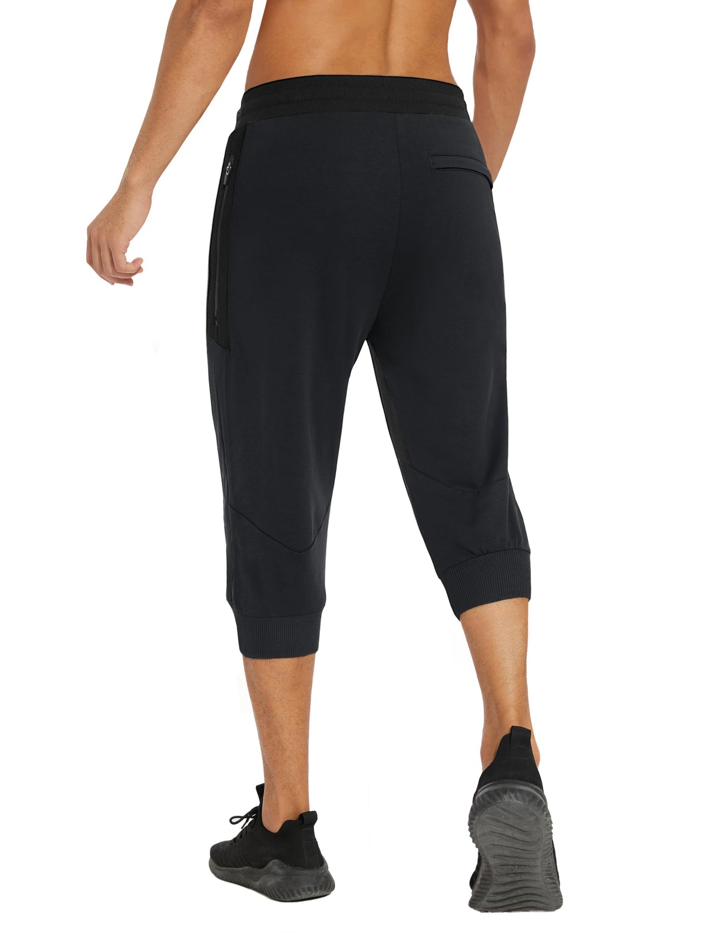 MAGNIVIT Men's 3/4 Jogger Capri Pants Workout Gym Below Knee Shorts Zipper Pockets Jogger Sweatpant Capris for Men