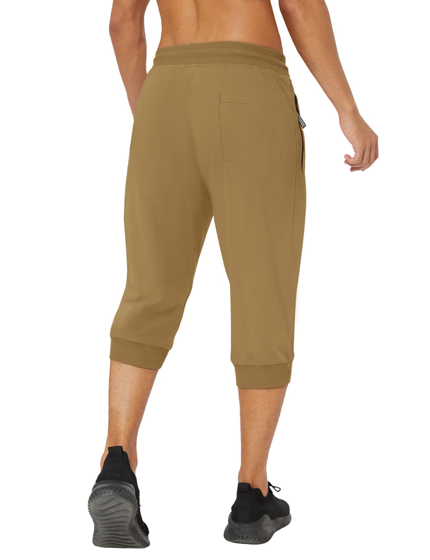 MAGNIVIT Men's 3/4 Jogger Capri Pants Workout Gym Below Knee Shorts Zipper Pockets Jogger Sweatpant Capris for Men