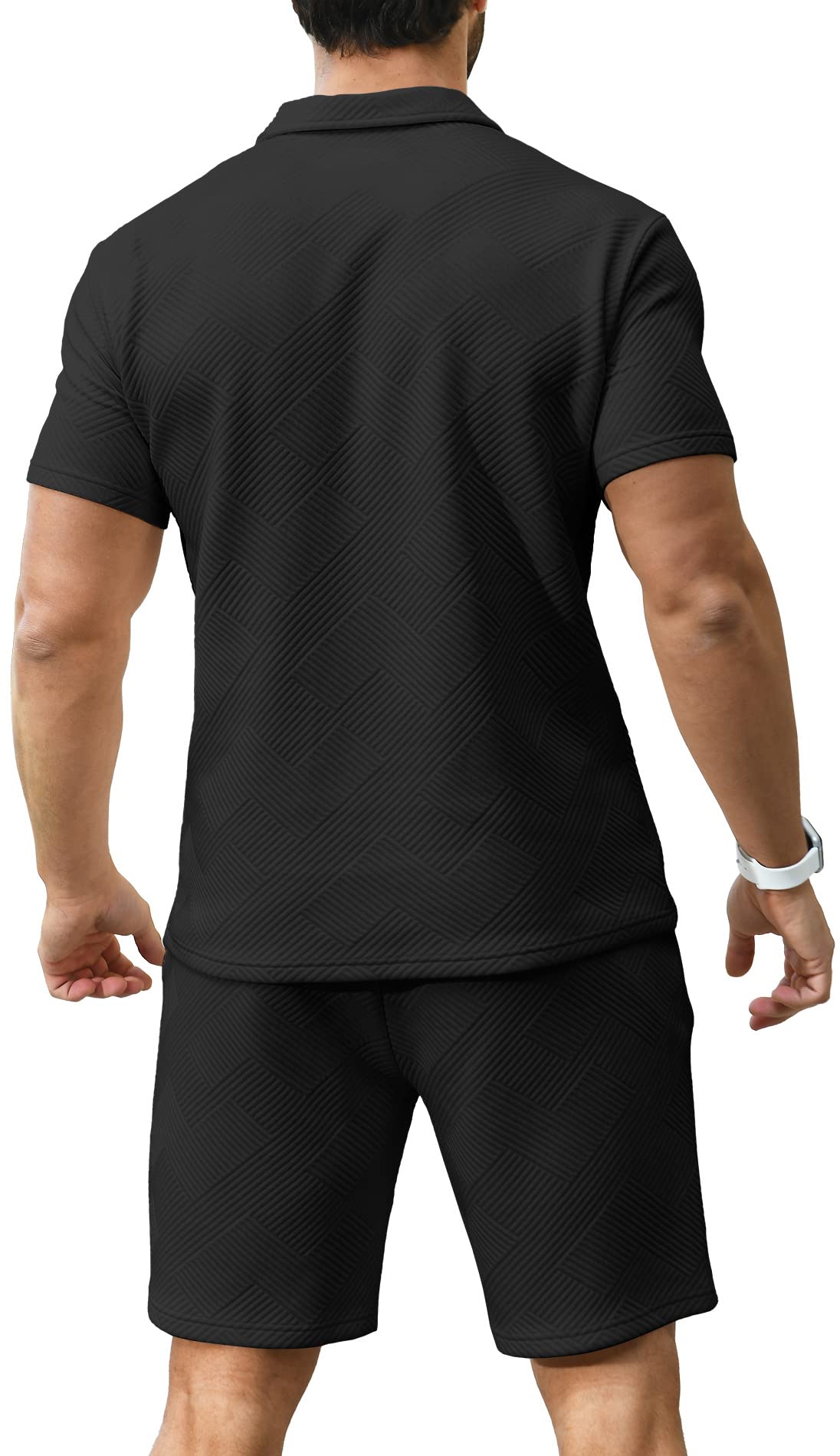 KUYIGO Men's Polo Shirt and Shorts Set Summer Outfits Fashion Casual Short Sleeve Polo Suit for Men 2 Piece Shorts Tracksuit