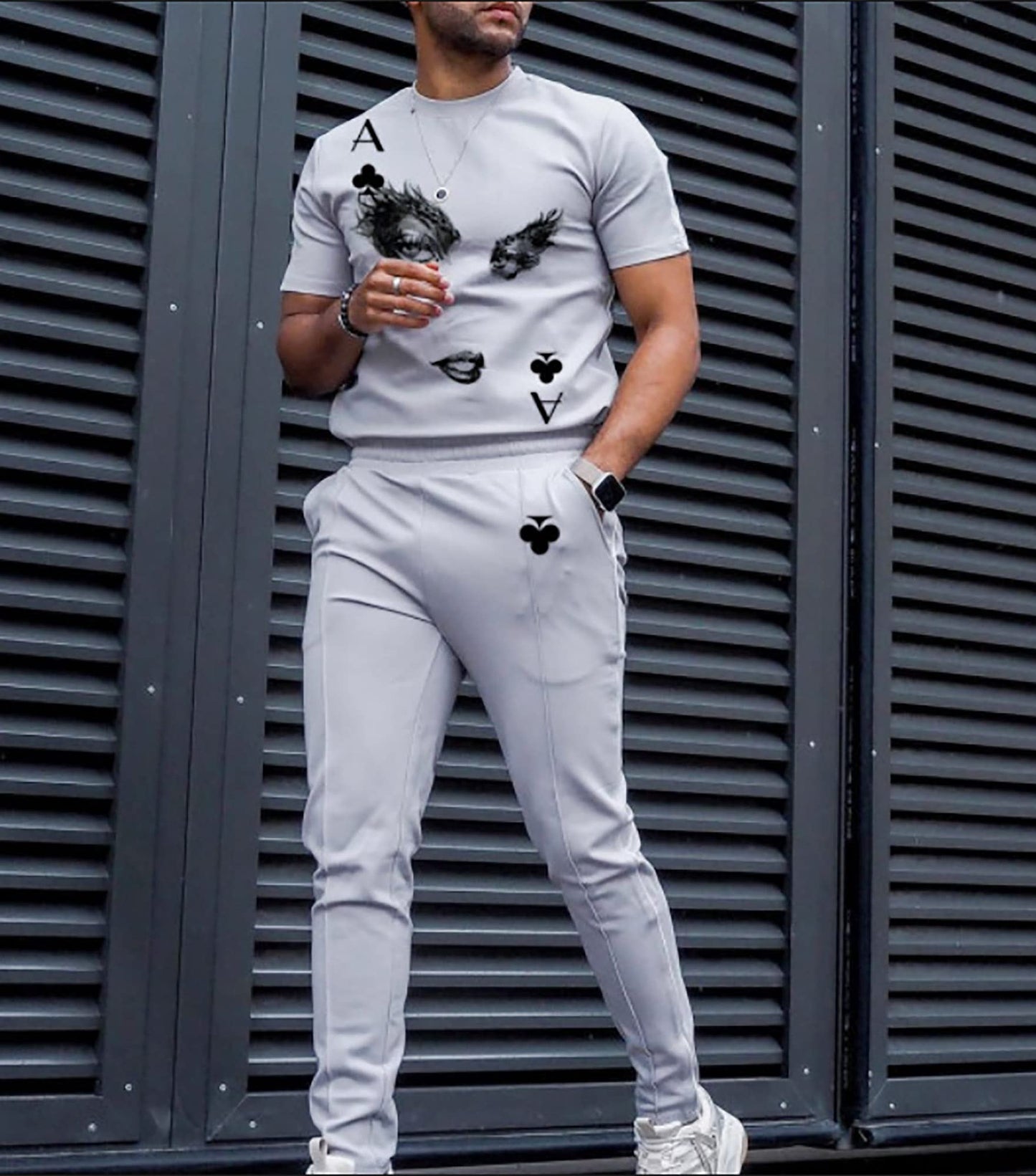 Men's Tracksuits 2 Piece Outfit Casual Short Sleeve Sweat