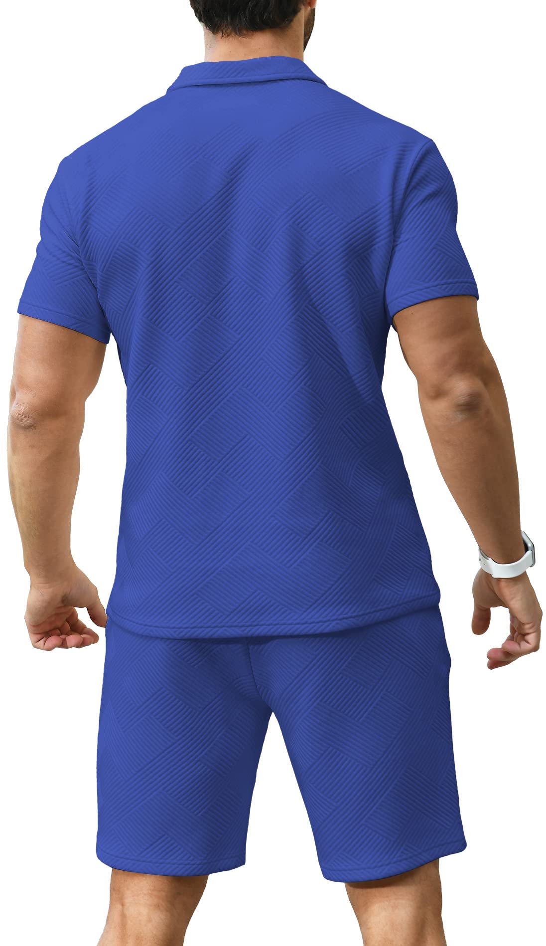 KUYIGO Men's Polo Shirt and Shorts Set Summer Outfits Fashion Casual Short Sleeve Polo Suit for Men 2 Piece Shorts Tracksuit