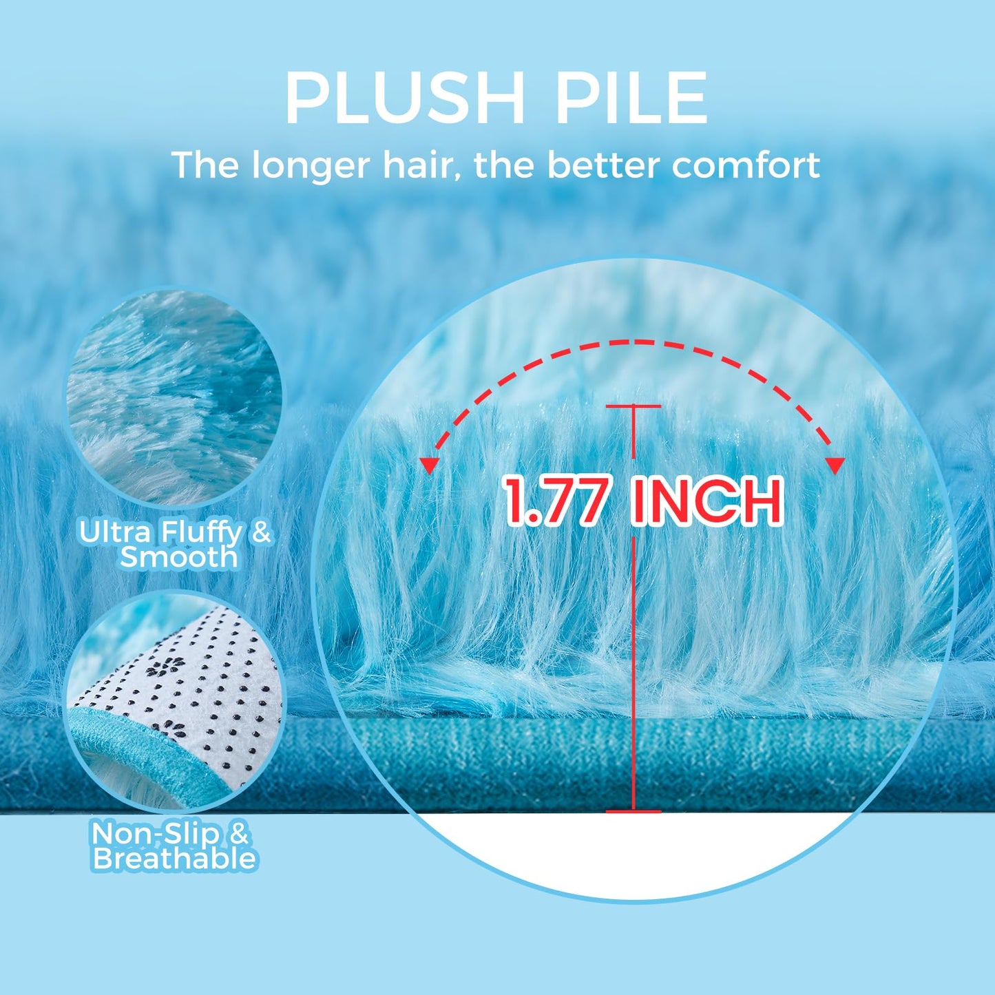 Ultra Soft Rug for Living Room, 5X8 Fluffy Shag Area Rug for Bedroom, Modern Shaggy Carpets Fuzzy Rug for Teens Dorm Nursery Home Decor Aesthetic, Upgrade Anti-Skid Durable, Grey