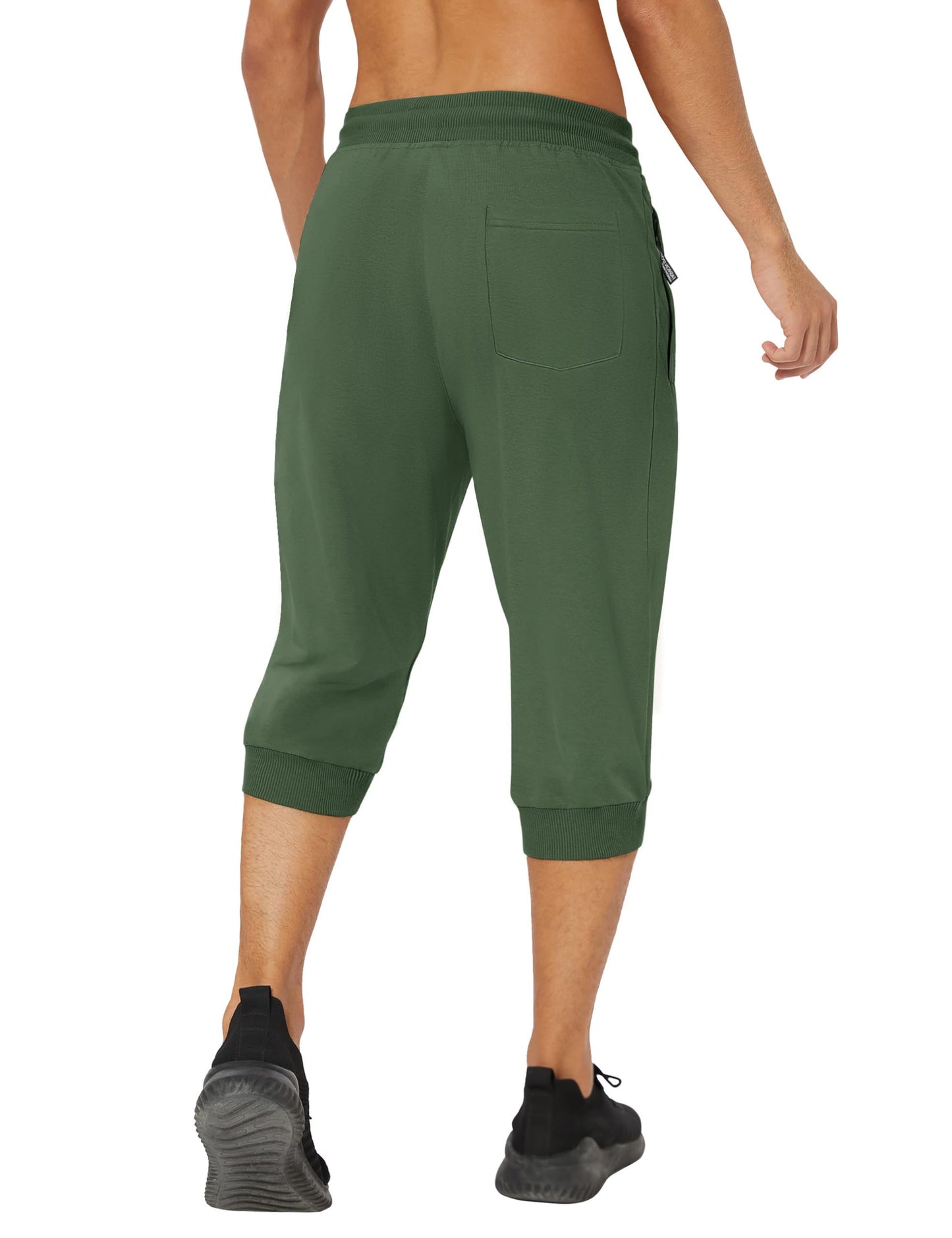 MAGNIVIT Men's 3/4 Jogger Capri Pants Workout Gym Below Knee Shorts Zipper Pockets Jogger Sweatpant Capris for Men