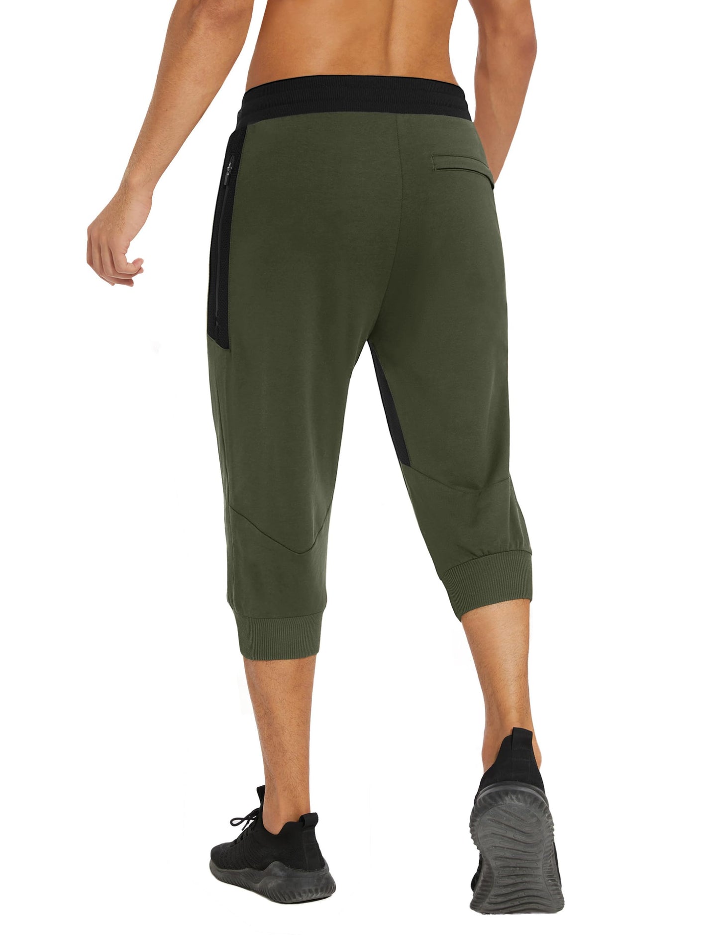 MAGNIVIT Men's 3/4 Jogger Capri Pants Workout Gym Below Knee Shorts Zipper Pockets Jogger Sweatpant Capris for Men