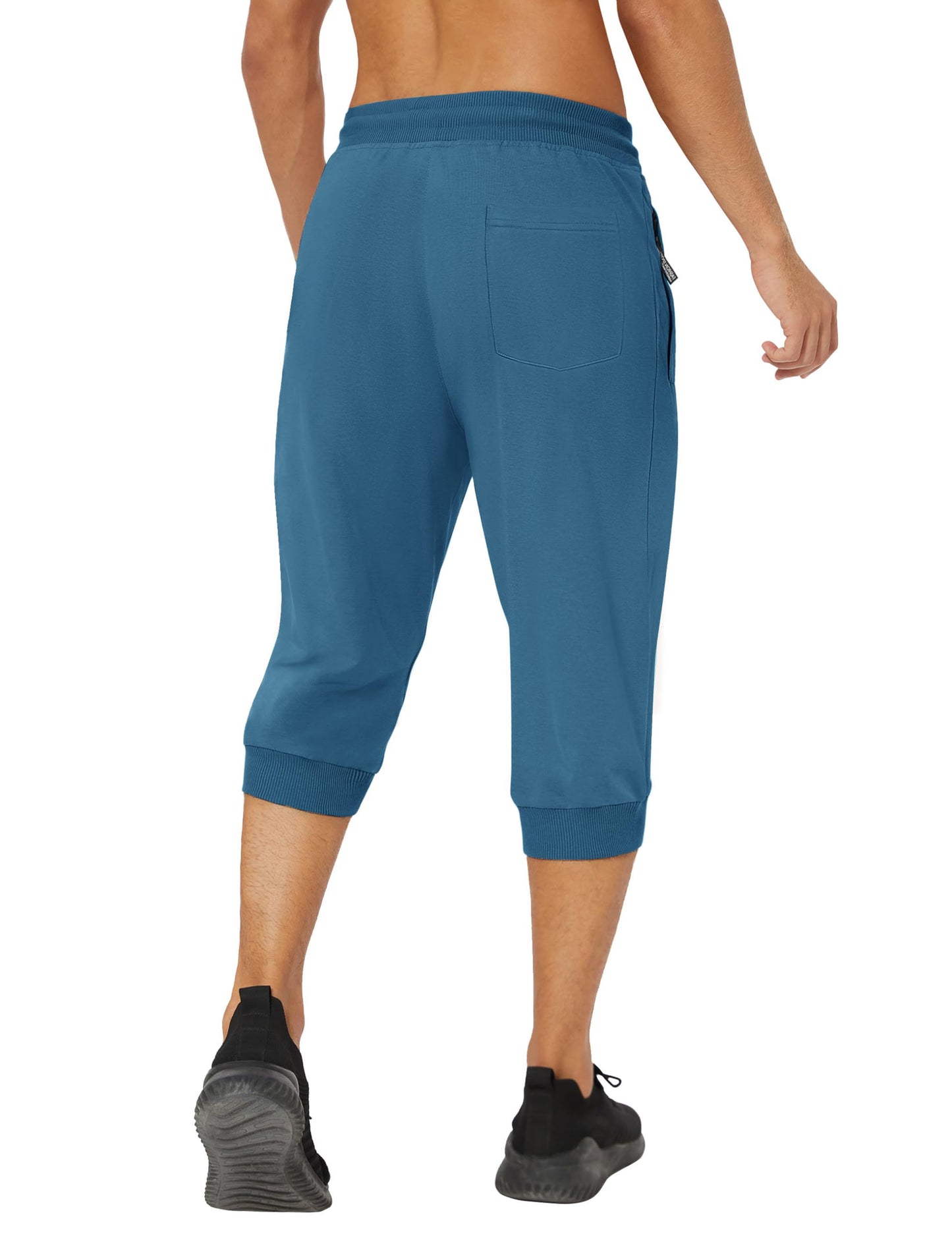 MAGNIVIT Men's 3/4 Jogger Capri Pants Workout Gym Below Knee Shorts Zipper Pockets Jogger Sweatpant Capris for Men