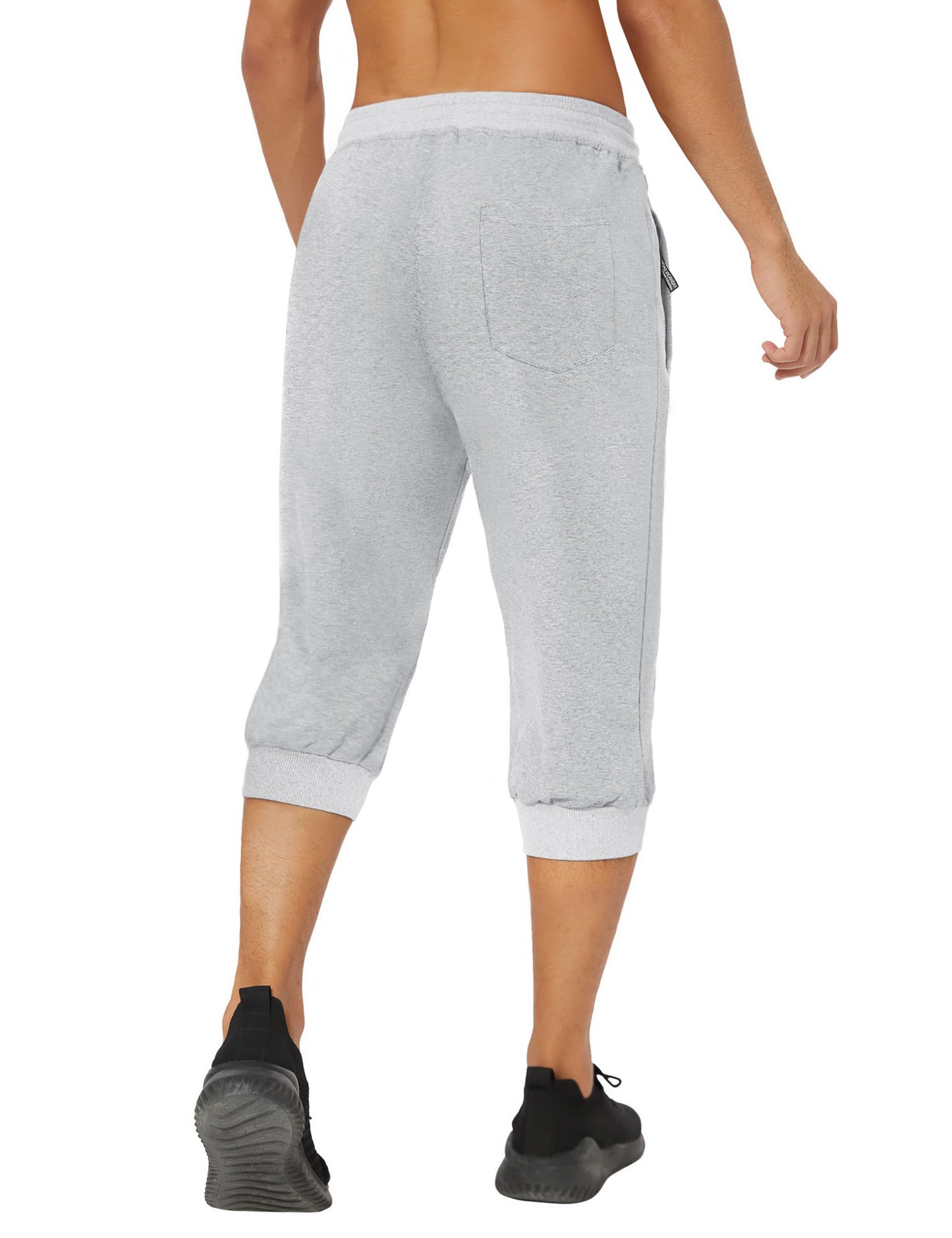 MAGNIVIT Men's 3/4 Jogger Capri Pants Workout Gym Below Knee Shorts Zipper Pockets Jogger Sweatpant Capris for Men