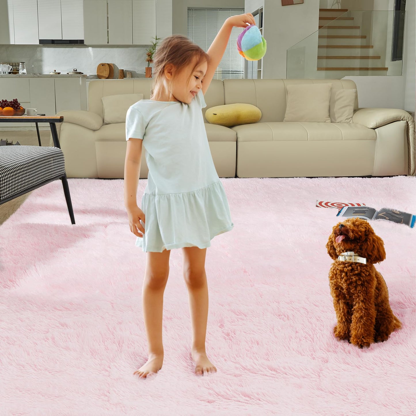 Ultra Soft Rug for Living Room, 5X8 Fluffy Shag Area Rug for Bedroom, Modern Shaggy Carpets Fuzzy Rug for Teens Dorm Nursery Home Decor Aesthetic, Upgrade Anti-Skid Durable, Grey