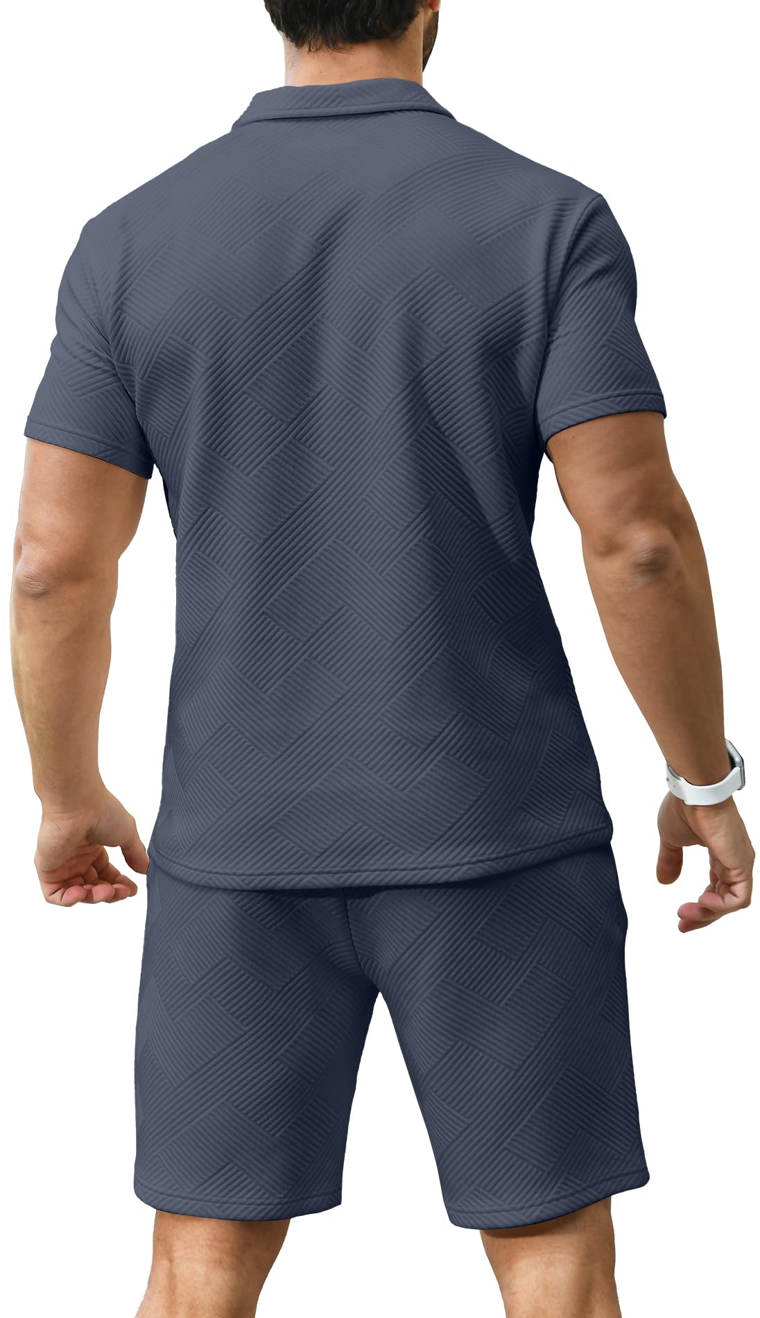 KUYIGO Men's Polo Shirt and Shorts Set Summer Outfits Fashion Casual Short Sleeve Polo Suit for Men 2 Piece Shorts Tracksuit