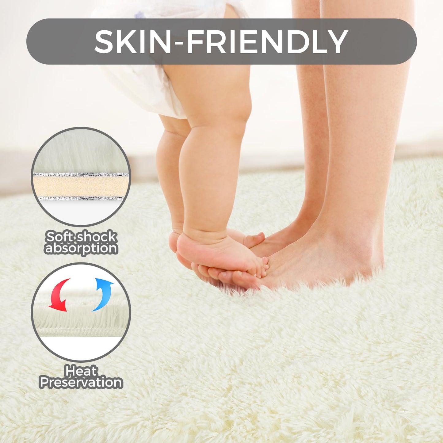 Ultra Soft Rug for Living Room, 5X8 Fluffy Shag Area Rug for Bedroom, Modern Shaggy Carpets Fuzzy Rug for Teens Dorm Nursery Home Decor Aesthetic, Upgrade Anti-Skid Durable, Grey