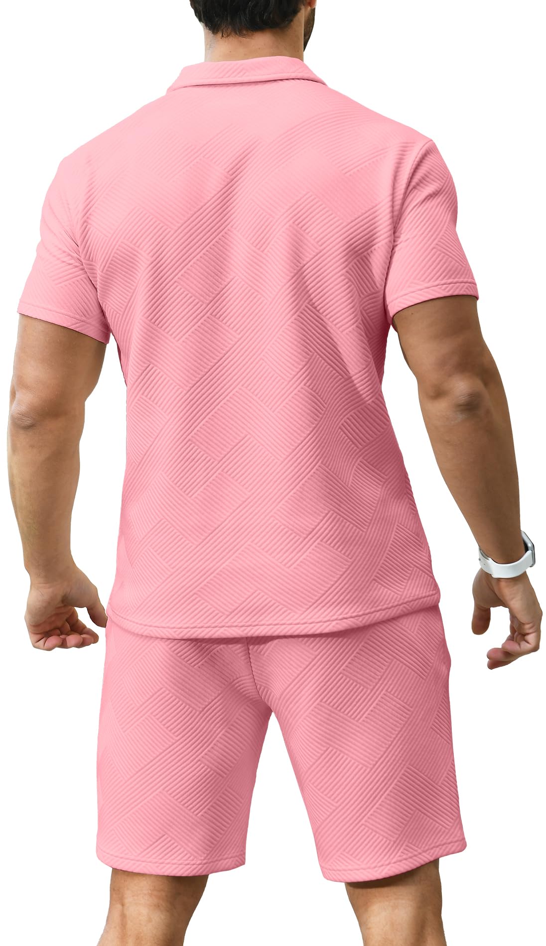 KUYIGO Men's Polo Shirt and Shorts Set Summer Outfits Fashion Casual Short Sleeve Polo Suit for Men 2 Piece Shorts Tracksuit