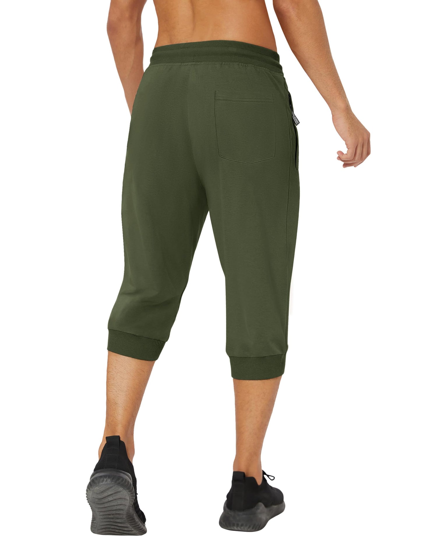 MAGNIVIT Men's 3/4 Jogger Capri Pants Workout Gym Below Knee Shorts Zipper Pockets Jogger Sweatpant Capris for Men