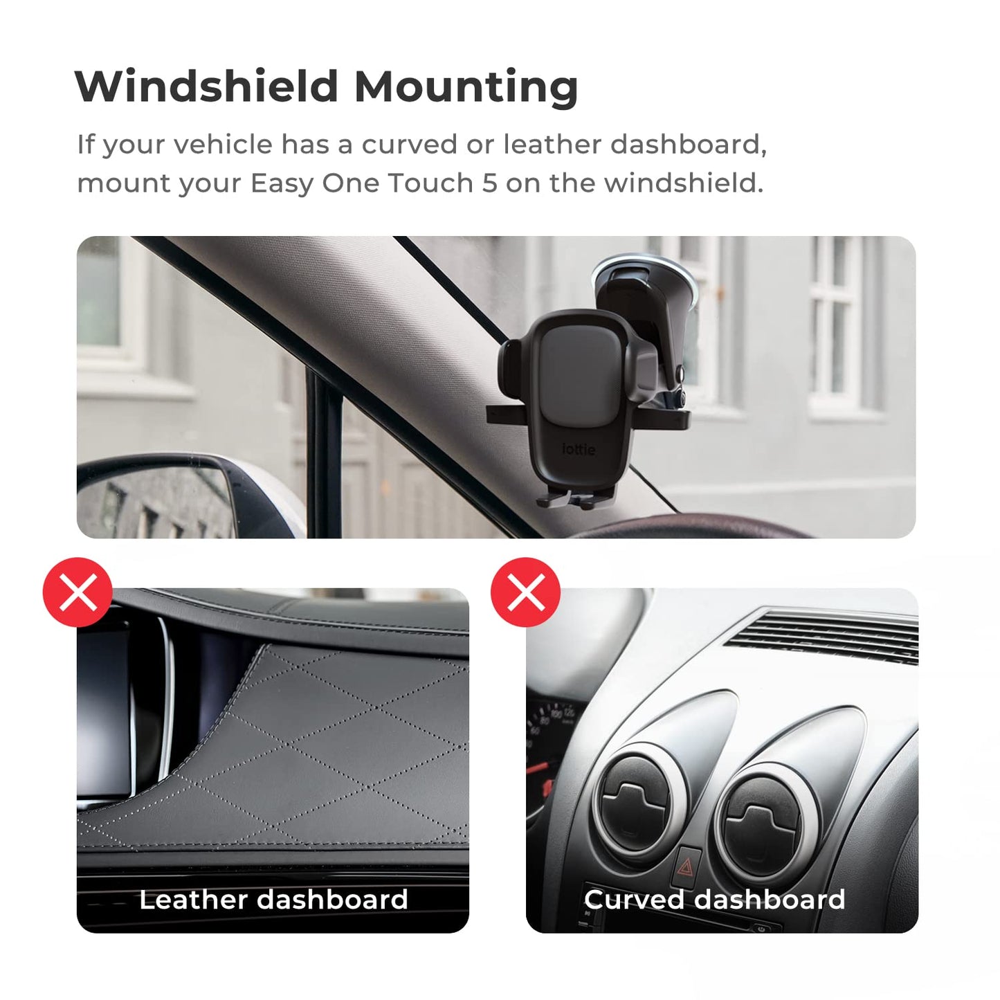 iOttie Easy One Touch 6 Universal Car Mount Dashboard & Windshield Suction Cup Phone Holder for iPhone Samsung, Google, All Smartphones