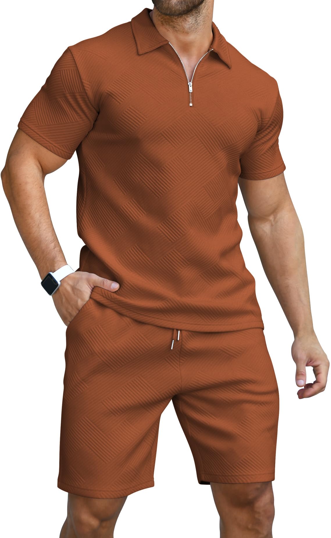 KUYIGO Men's Polo Shirt and Shorts Set Summer Outfits Fashion Casual Short Sleeve Polo Suit for Men 2 Piece Shorts Tracksuit
