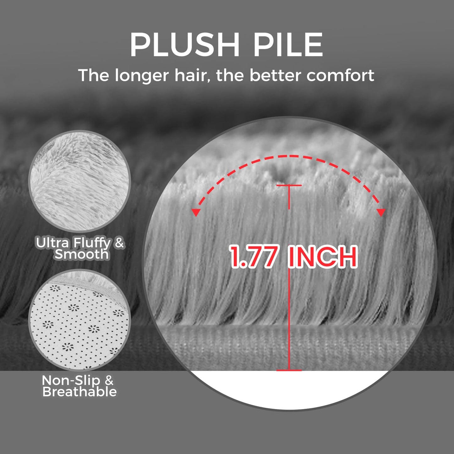 Ultra Soft Rug for Living Room, 5X8 Fluffy Shag Area Rug for Bedroom, Modern Shaggy Carpets Fuzzy Rug for Teens Dorm Nursery Home Decor Aesthetic, Upgrade Anti-Skid Durable, Grey