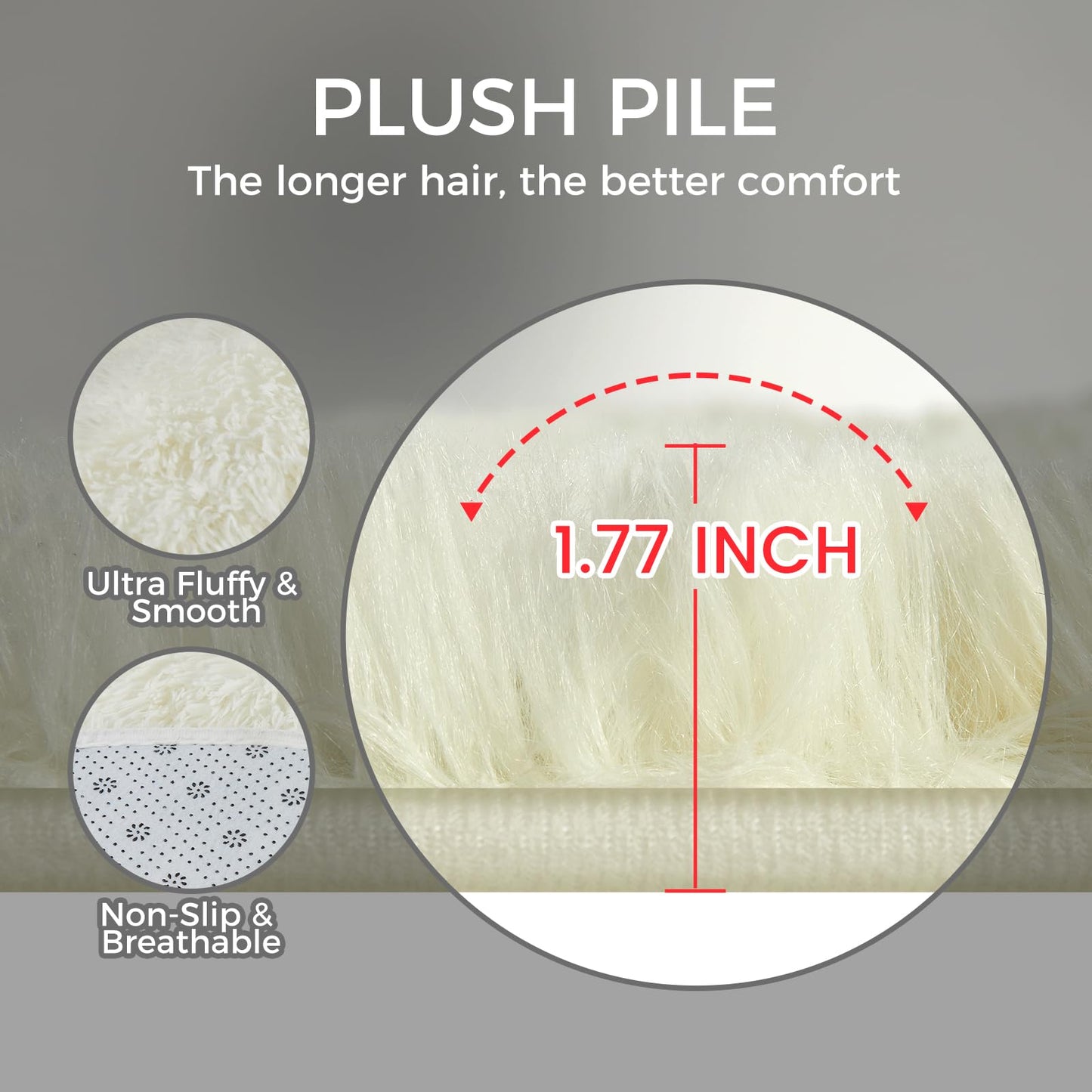 Ultra Soft Rug for Living Room, 5X8 Fluffy Shag Area Rug for Bedroom, Modern Shaggy Carpets Fuzzy Rug for Teens Dorm Nursery Home Decor Aesthetic, Upgrade Anti-Skid Durable, Grey