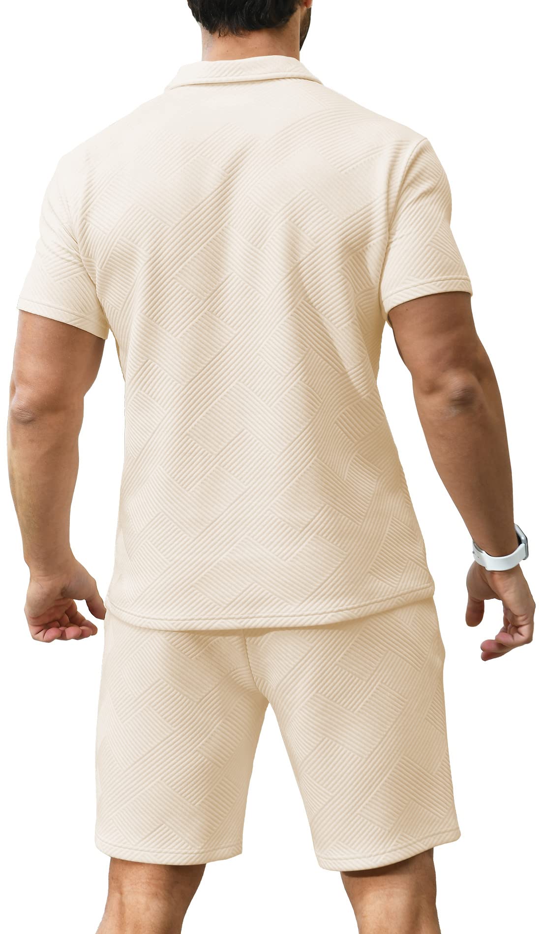 KUYIGO Men's Polo Shirt and Shorts Set Summer Outfits Fashion Casual Short Sleeve Polo Suit for Men 2 Piece Shorts Tracksuit