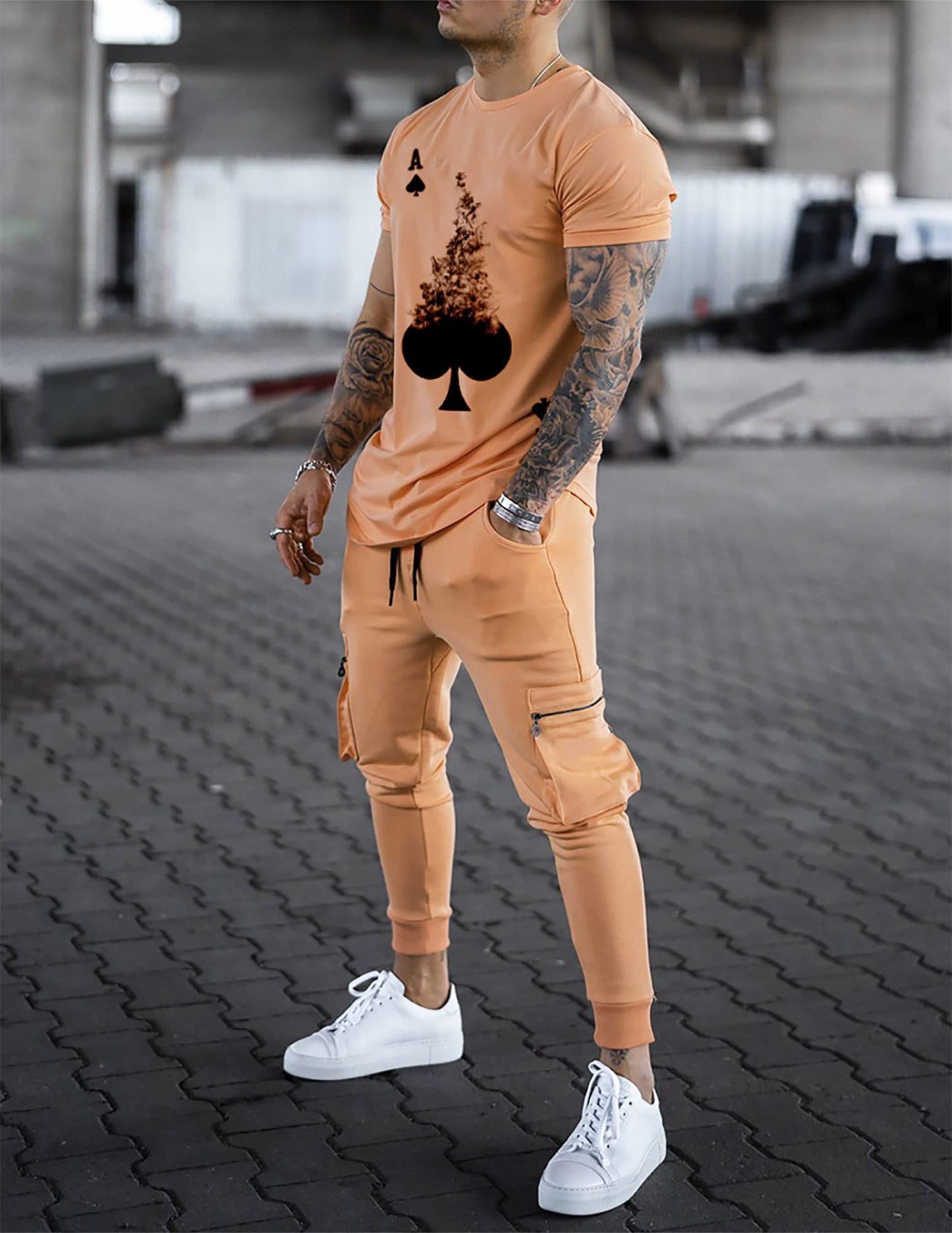 Men's Tracksuits 2 Piece Outfit Casual Short Sleeve Sweat