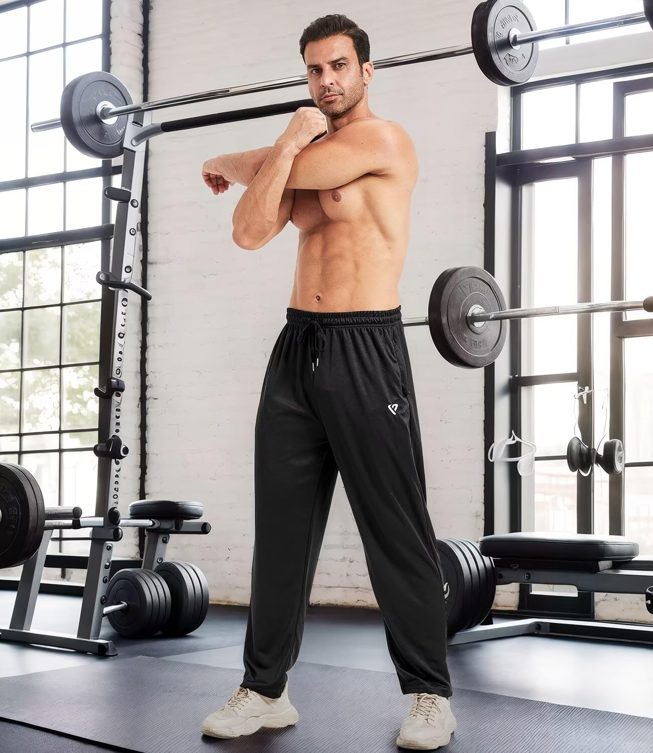 5 Pack Mens Sweatpants Open Bottom Joggers for Men with Zip Pockets Loose Fit Mesh Athletic Pants for Running,Casual