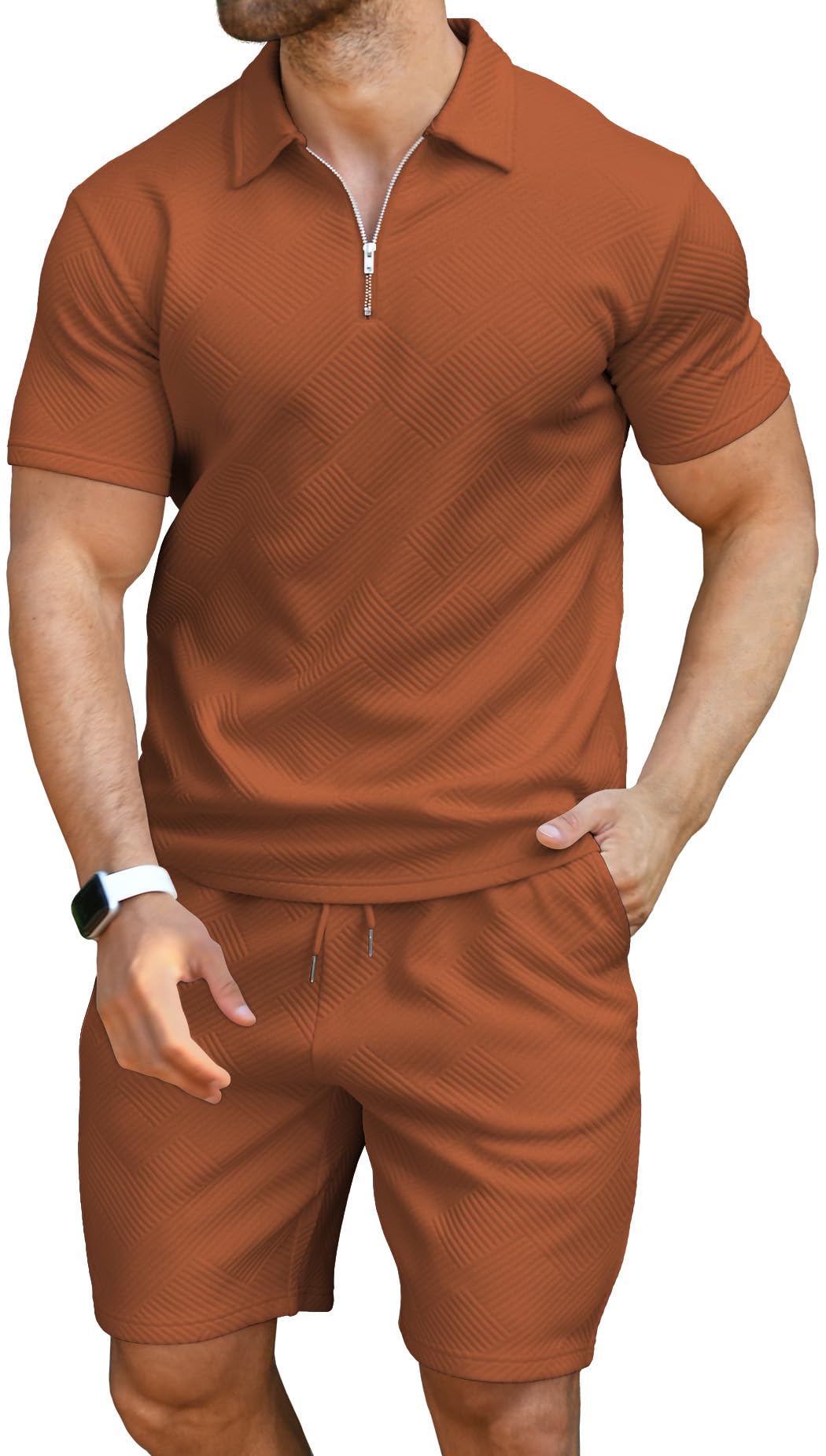 KUYIGO Men's Polo Shirt and Shorts Set Summer Outfits Fashion Casual Short Sleeve Polo Suit for Men 2 Piece Shorts Tracksuit
