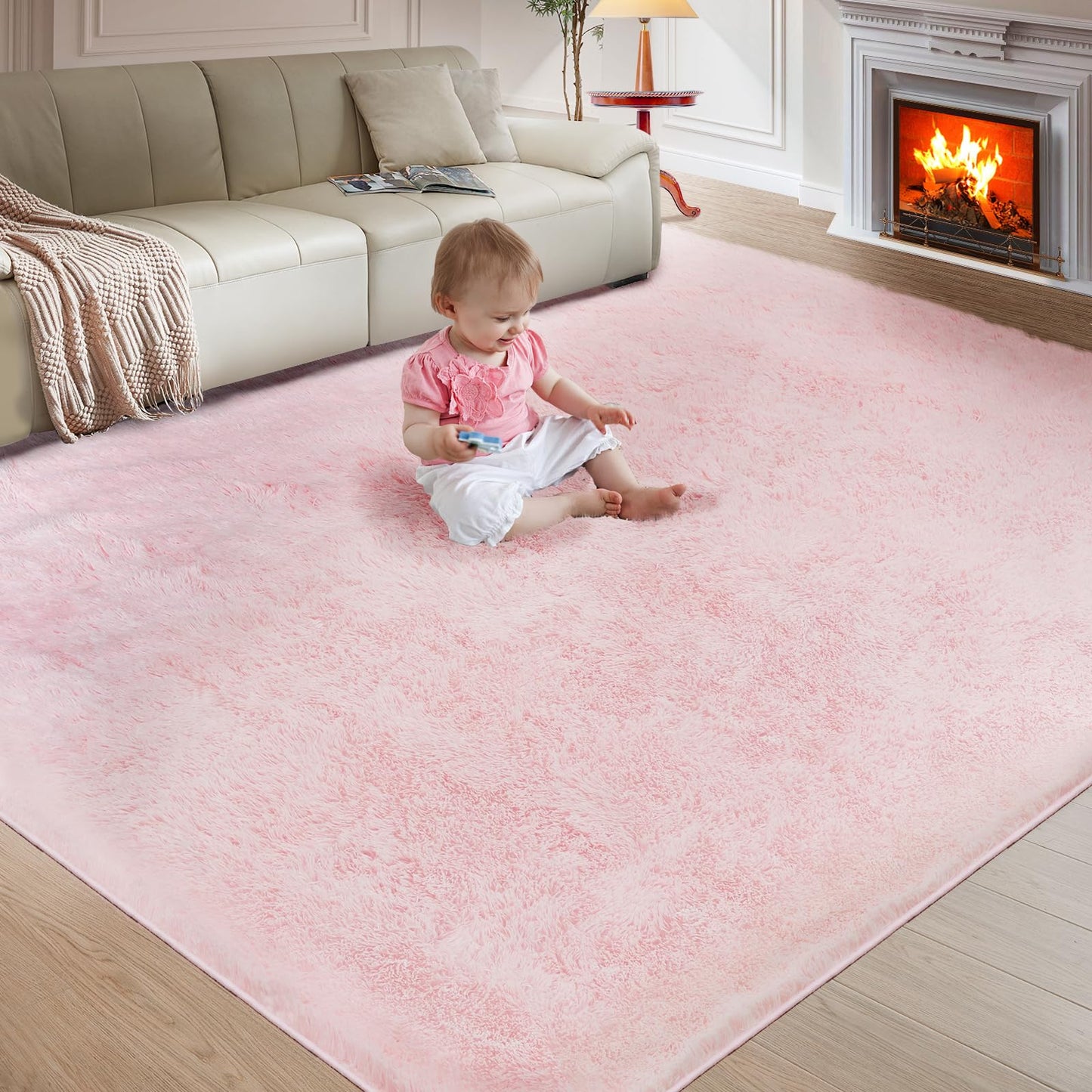 Ultra Soft Rug for Living Room, 5X8 Fluffy Shag Area Rug for Bedroom, Modern Shaggy Carpets Fuzzy Rug for Teens Dorm Nursery Home Decor Aesthetic, Upgrade Anti-Skid Durable, Grey