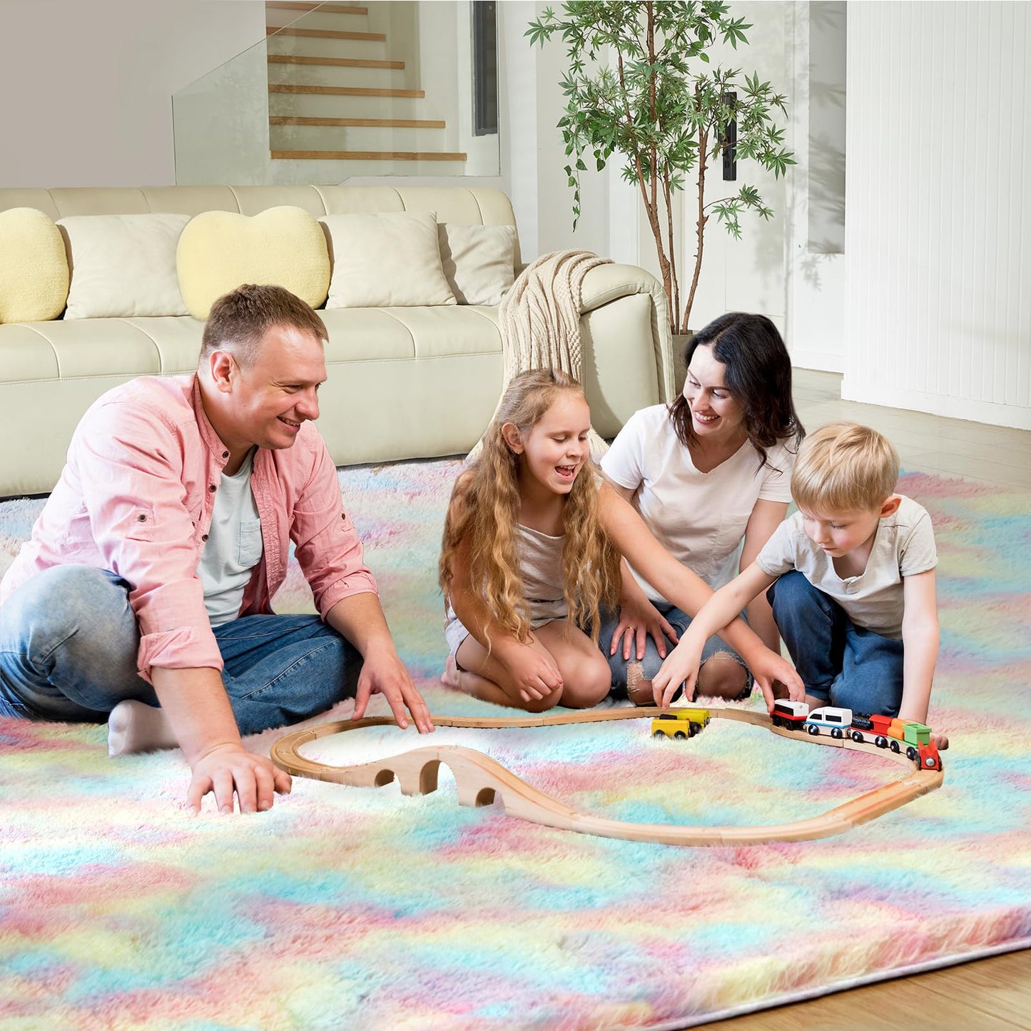 Ultra Soft Rug for Living Room, 5X8 Fluffy Shag Area Rug for Bedroom, Modern Shaggy Carpets Fuzzy Rug for Teens Dorm Nursery Home Decor Aesthetic, Upgrade Anti-Skid Durable, Grey