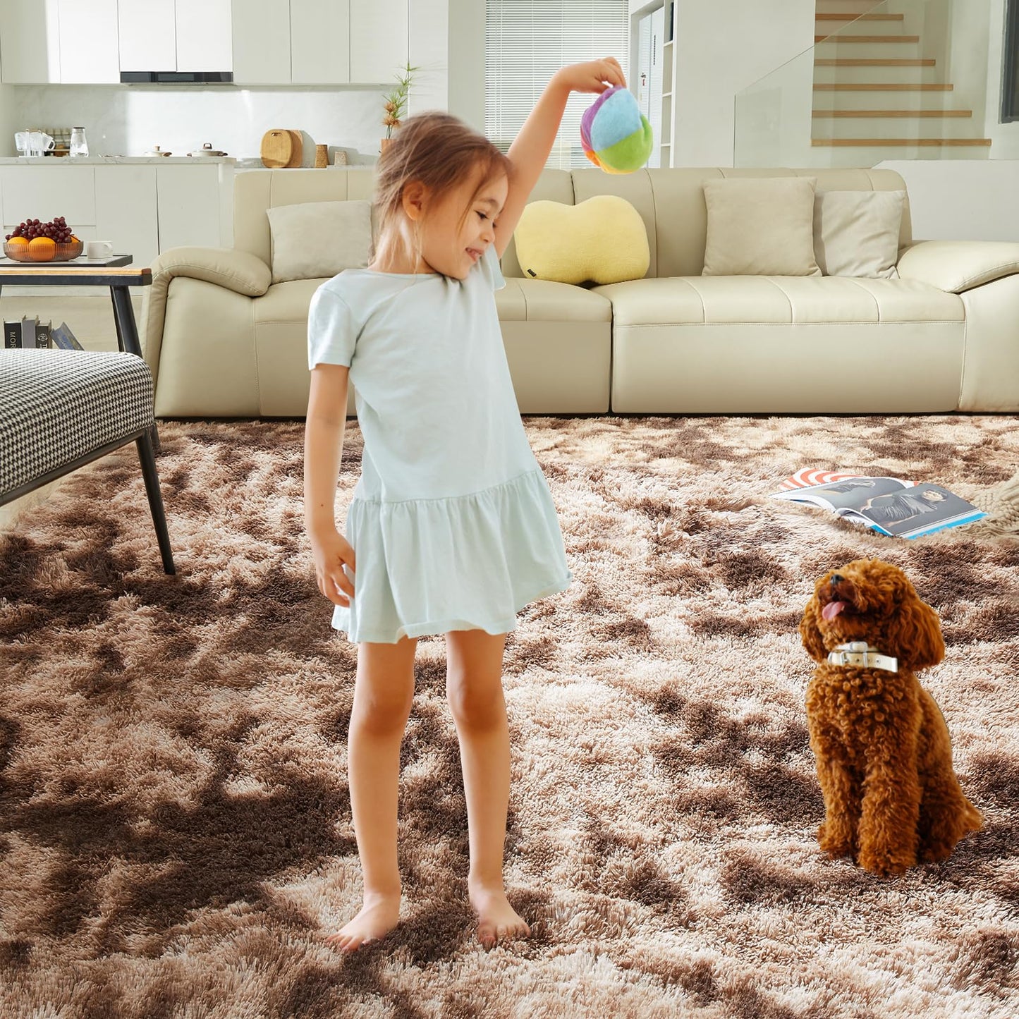 Ultra Soft Rug for Living Room, 5X8 Fluffy Shag Area Rug for Bedroom, Modern Shaggy Carpets Fuzzy Rug for Teens Dorm Nursery Home Decor Aesthetic, Upgrade Anti-Skid Durable, Grey