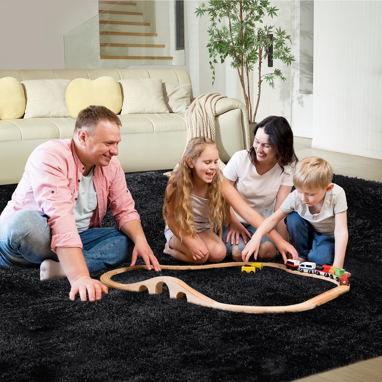 Ultra Soft Rug for Living Room, 5X8 Fluffy Shag Area Rug for Bedroom, Modern Shaggy Carpets Fuzzy Rug for Teens Dorm Nursery Home Decor Aesthetic, Upgrade Anti-Skid Durable, Grey
