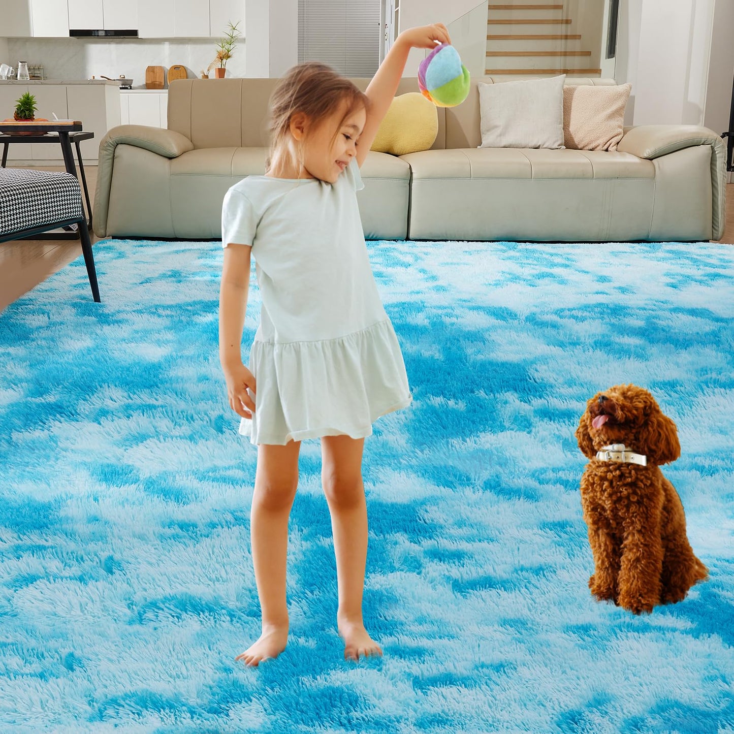 Ultra Soft Rug for Living Room, 5X8 Fluffy Shag Area Rug for Bedroom, Modern Shaggy Carpets Fuzzy Rug for Teens Dorm Nursery Home Decor Aesthetic, Upgrade Anti-Skid Durable, Grey