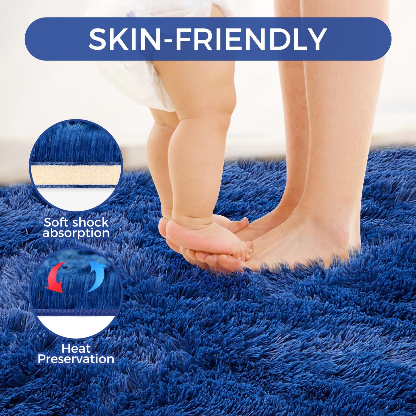 Ultra Soft Rug for Living Room, 5X8 Fluffy Shag Area Rug for Bedroom, Modern Shaggy Carpets Fuzzy Rug for Teens Dorm Nursery Home Decor Aesthetic, Upgrade Anti-Skid Durable, Grey