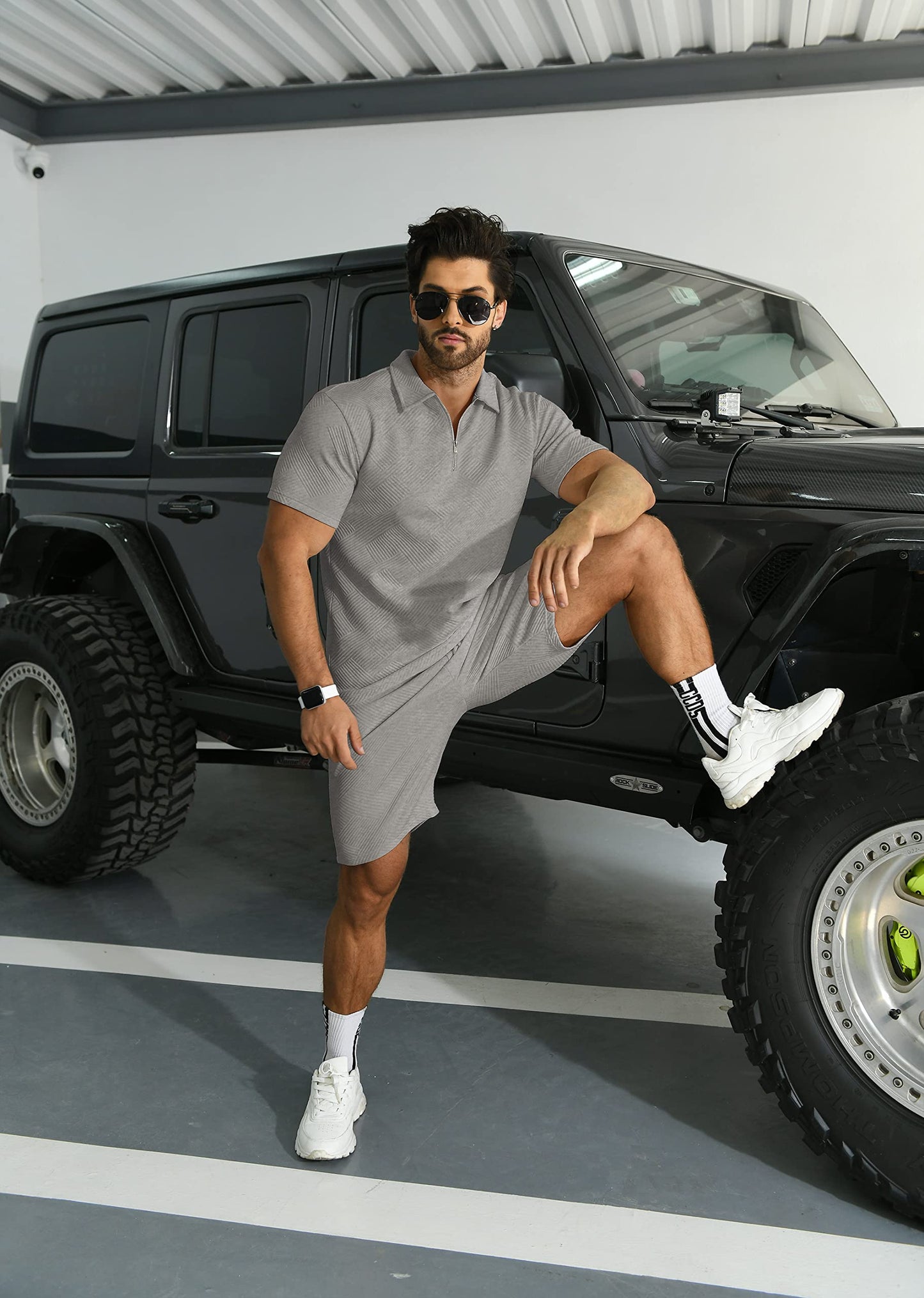 KUYIGO Men's Polo Shirt and Shorts Set Summer Outfits Fashion Casual Short Sleeve Polo Suit for Men 2 Piece Shorts Tracksuit