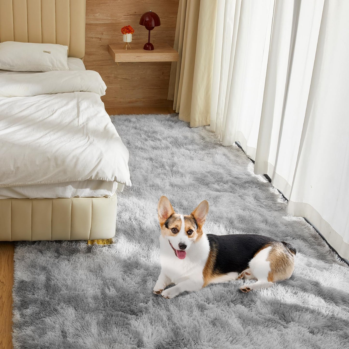 Ultra Soft Rug for Living Room, 5X8 Fluffy Shag Area Rug for Bedroom, Modern Shaggy Carpets Fuzzy Rug for Teens Dorm Nursery Home Decor Aesthetic, Upgrade Anti-Skid Durable, Grey