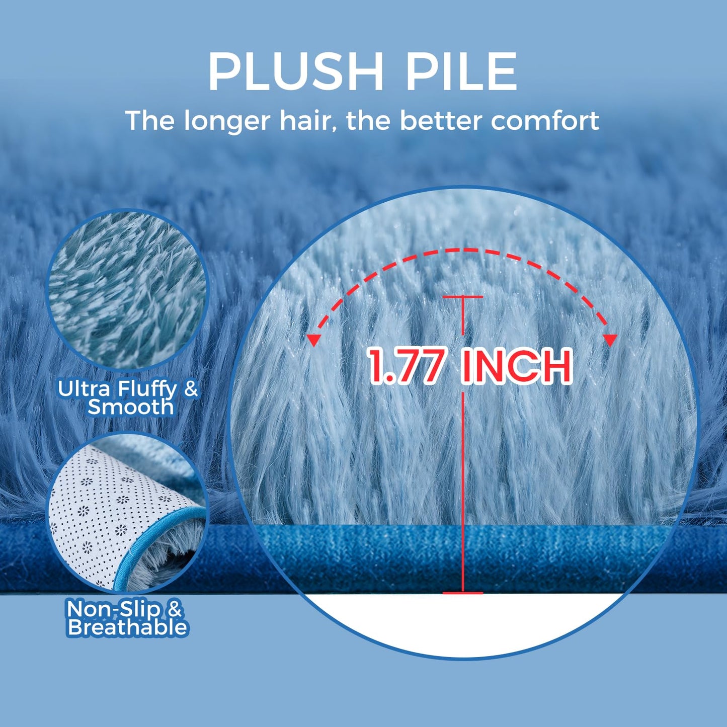 Ultra Soft Rug for Living Room, 5X8 Fluffy Shag Area Rug for Bedroom, Modern Shaggy Carpets Fuzzy Rug for Teens Dorm Nursery Home Decor Aesthetic, Upgrade Anti-Skid Durable, Grey