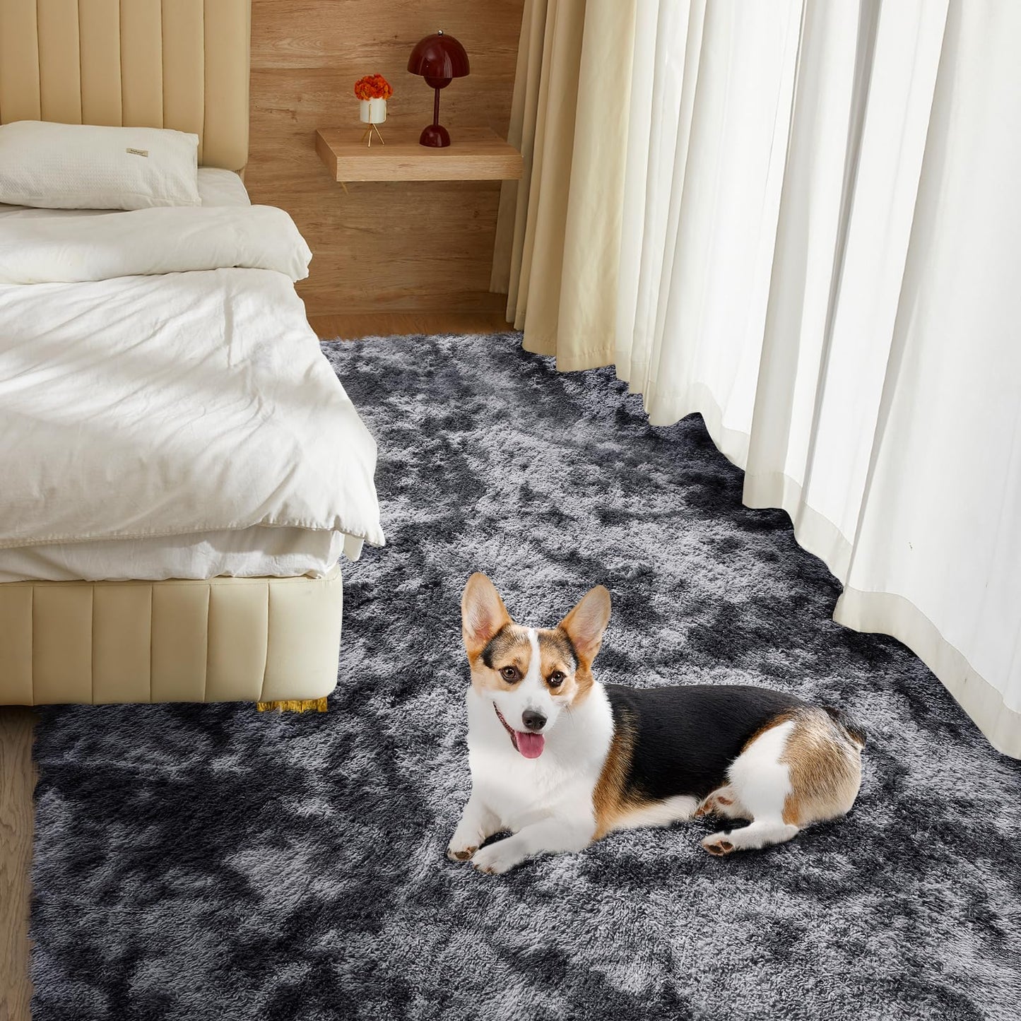 Ultra Soft Rug for Living Room, 5X8 Fluffy Shag Area Rug for Bedroom, Modern Shaggy Carpets Fuzzy Rug for Teens Dorm Nursery Home Decor Aesthetic, Upgrade Anti-Skid Durable, Grey
