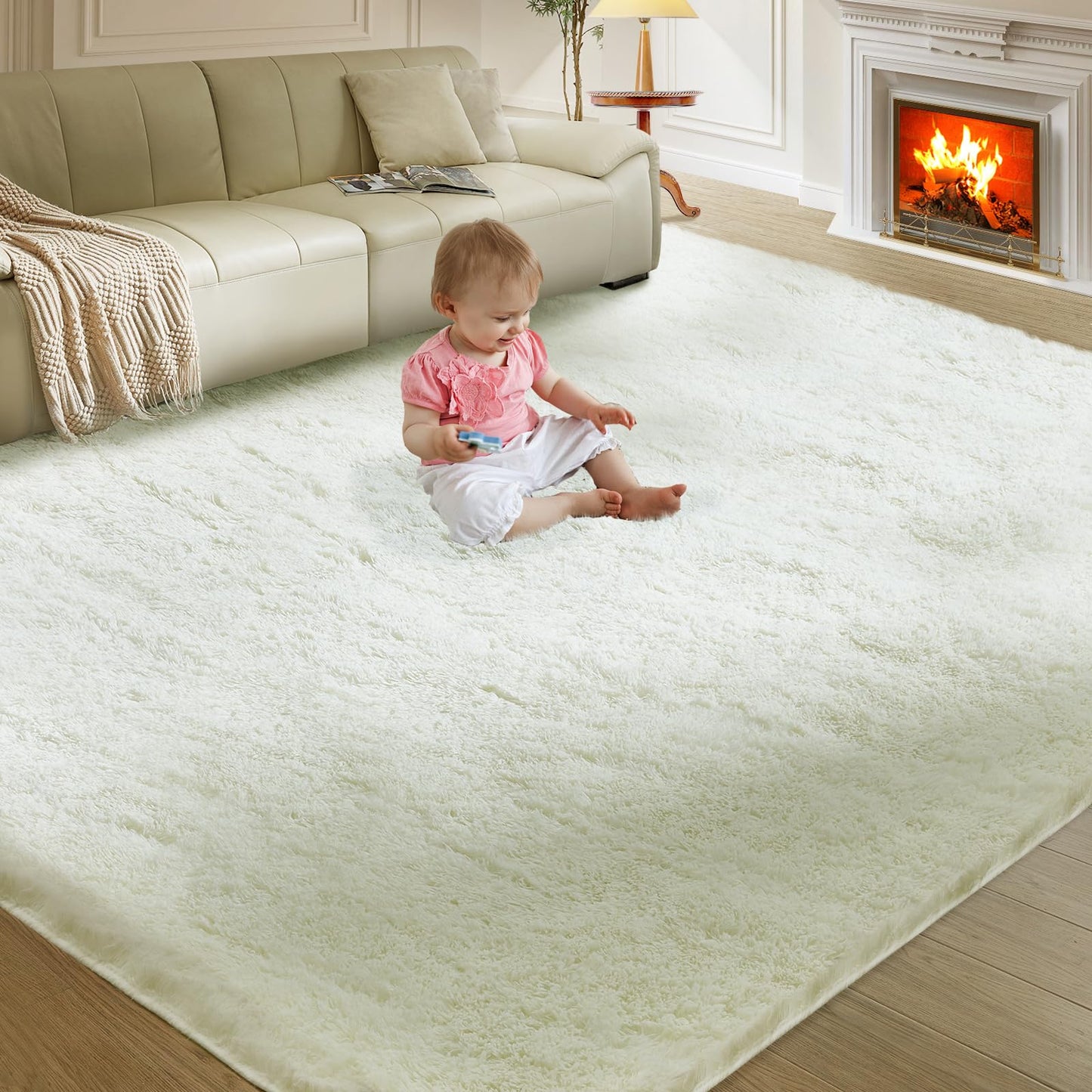 Ultra Soft Rug for Living Room, 5X8 Fluffy Shag Area Rug for Bedroom, Modern Shaggy Carpets Fuzzy Rug for Teens Dorm Nursery Home Decor Aesthetic, Upgrade Anti-Skid Durable, Grey
